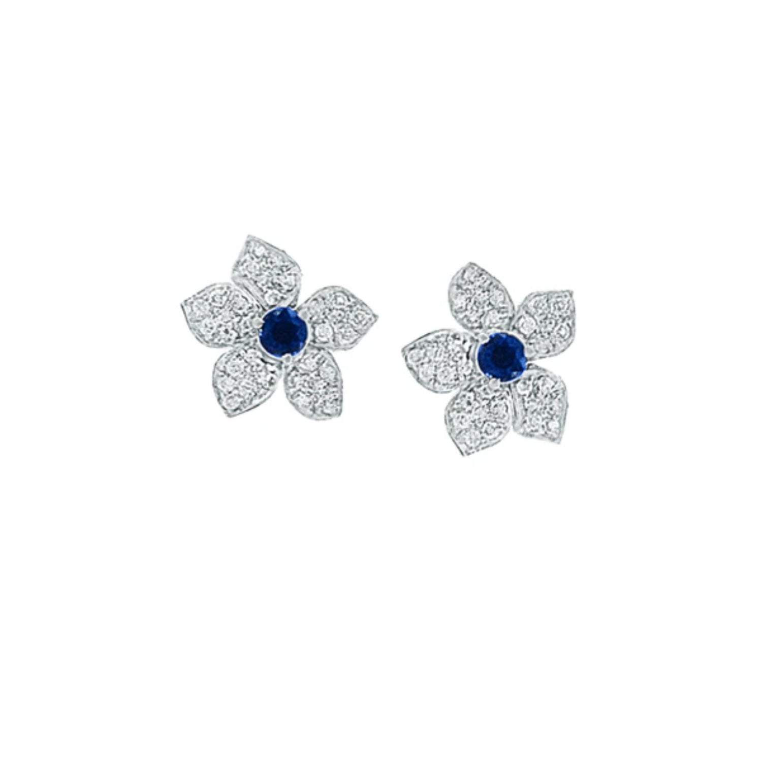 Sapphire Pave Diamond Stud Earrings