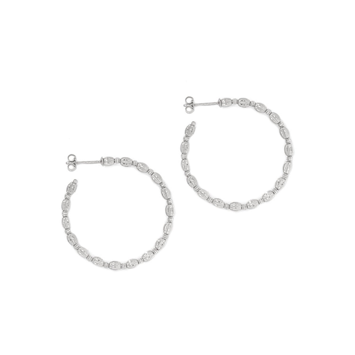 Gold Beaded Hoop Earrings 3.0CM