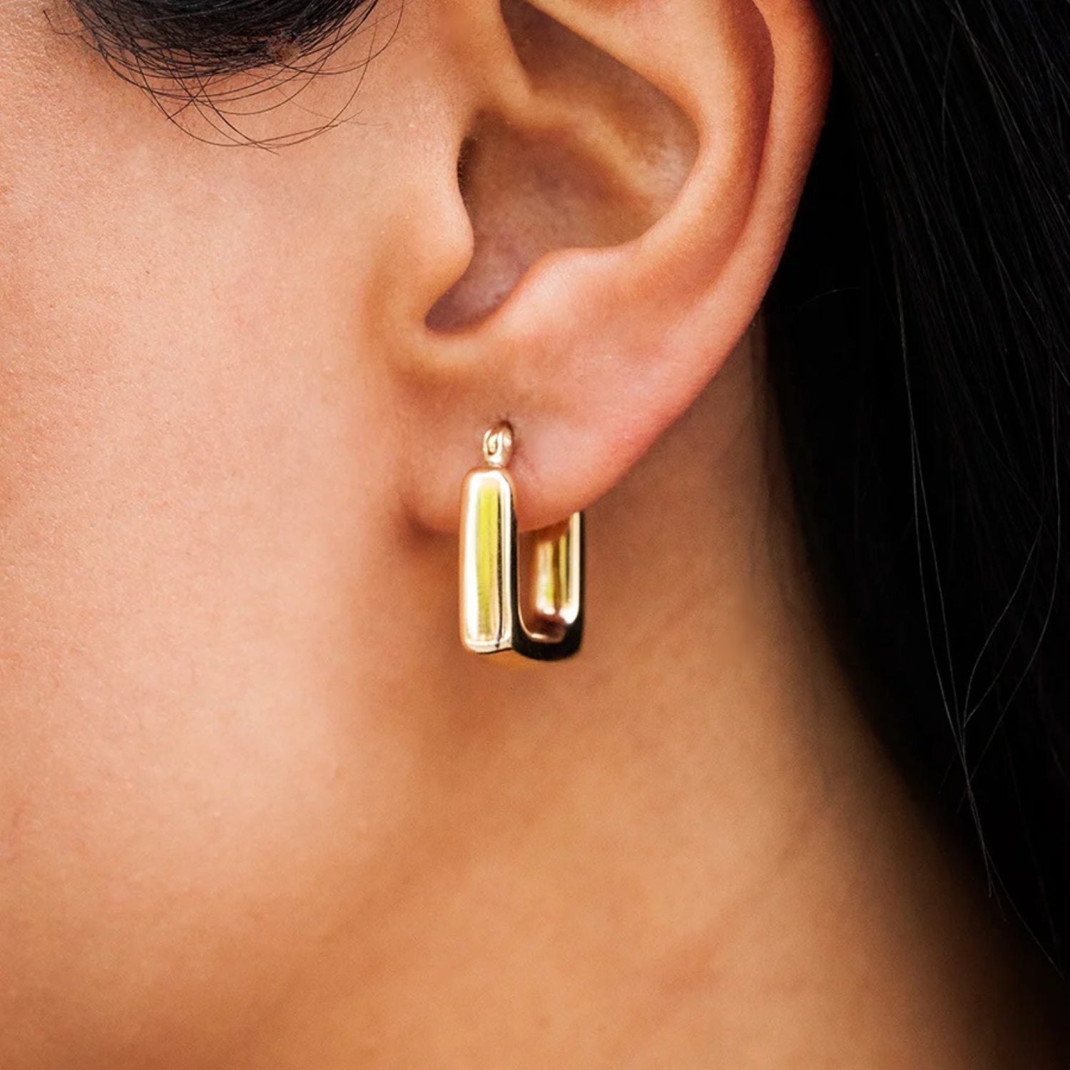 Rounded Square Huggie Earrings