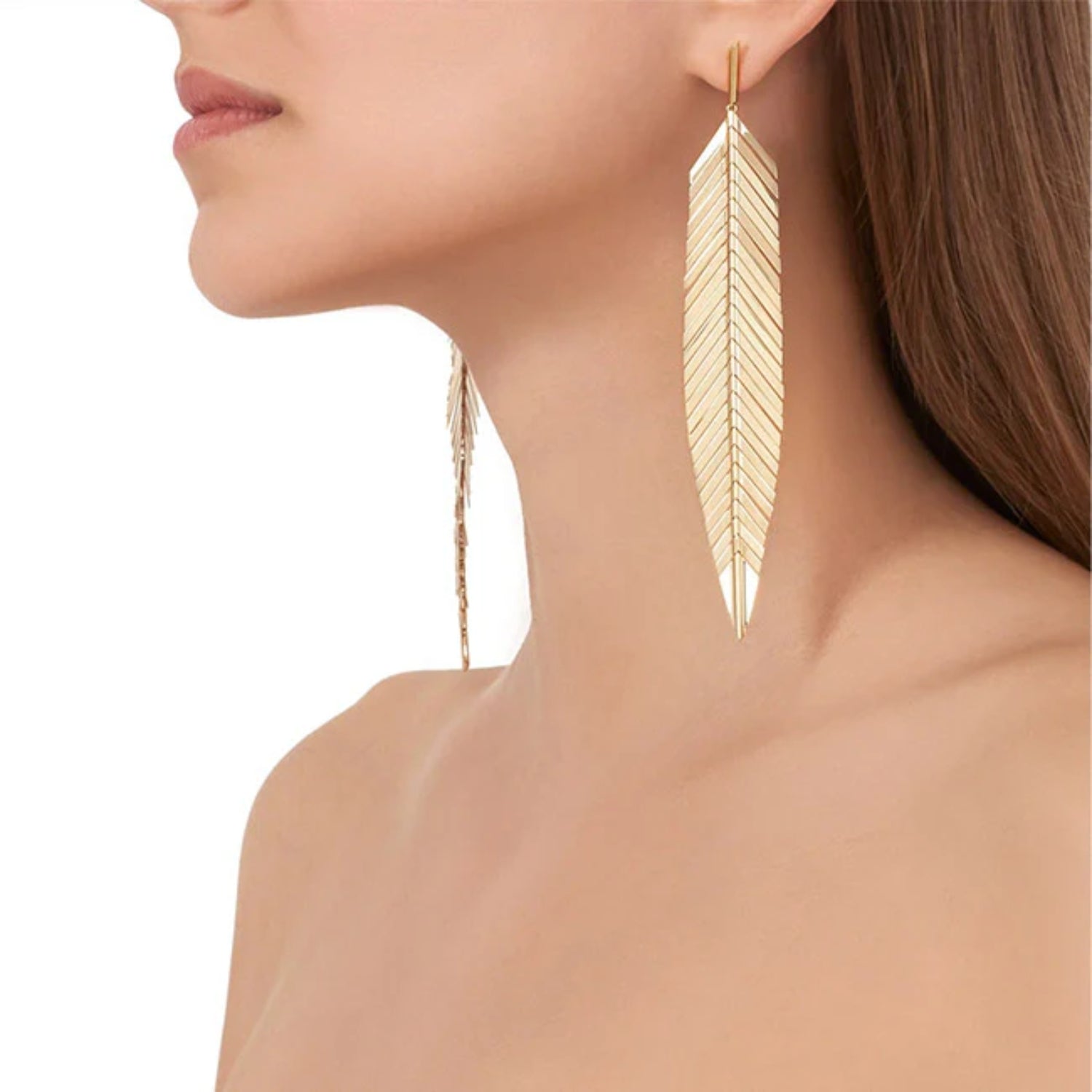 Cadar Design Large Feather Drop Earrings