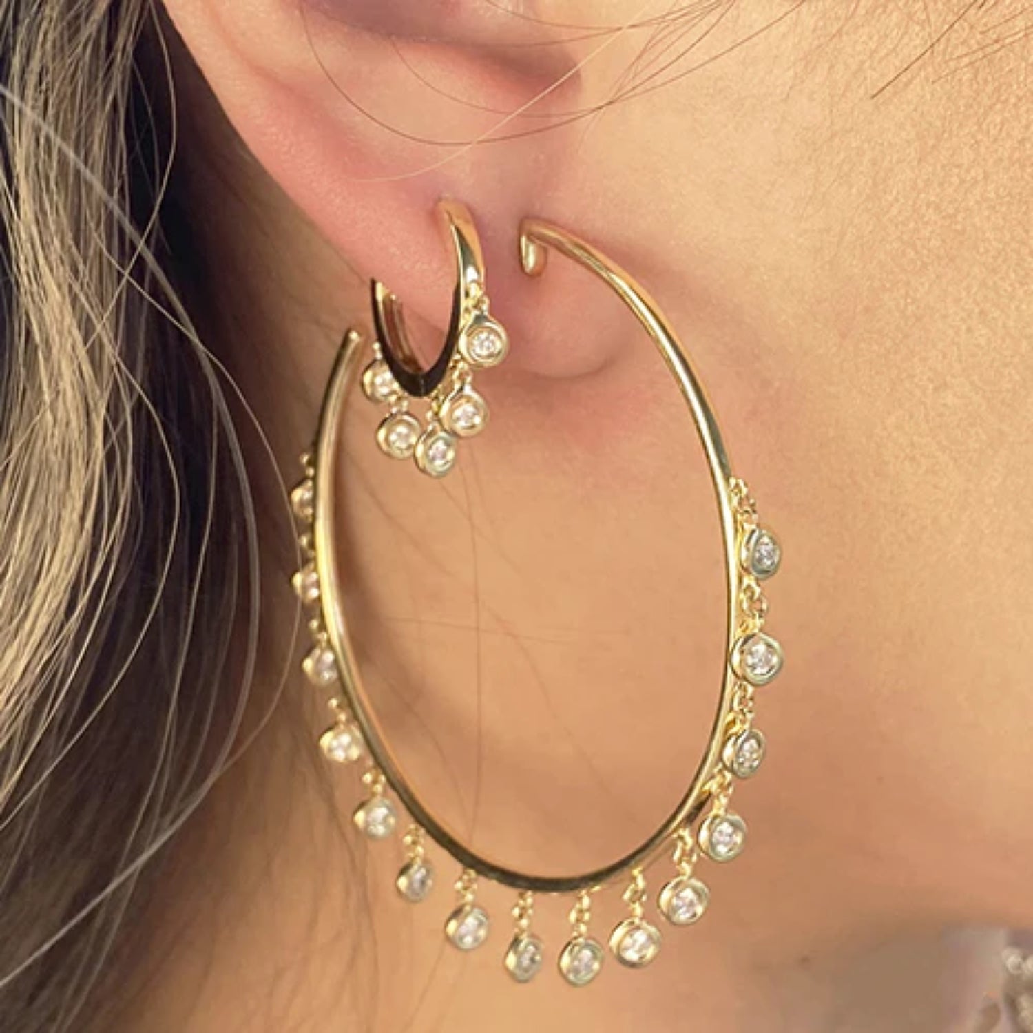 Diamond Shaker Hoop Earrings