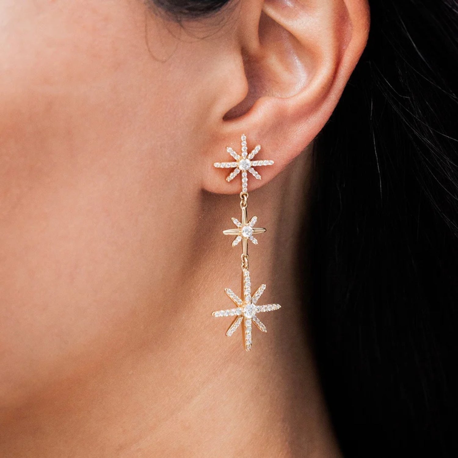 Starburst Diamond Drop Earrings