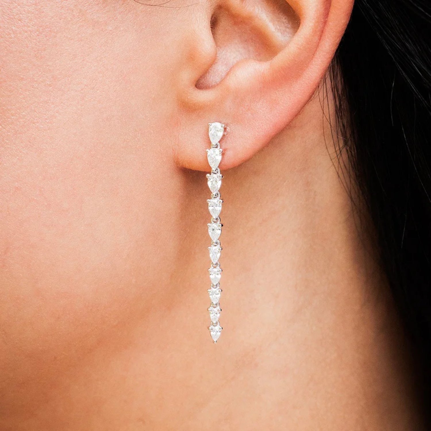 Pear Cut Diamond Drop Earrings