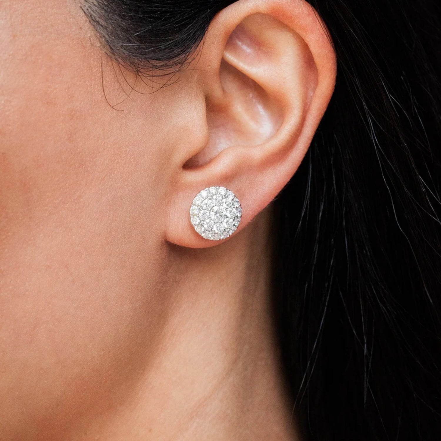 Round Cluster Diamond Stud Earrings