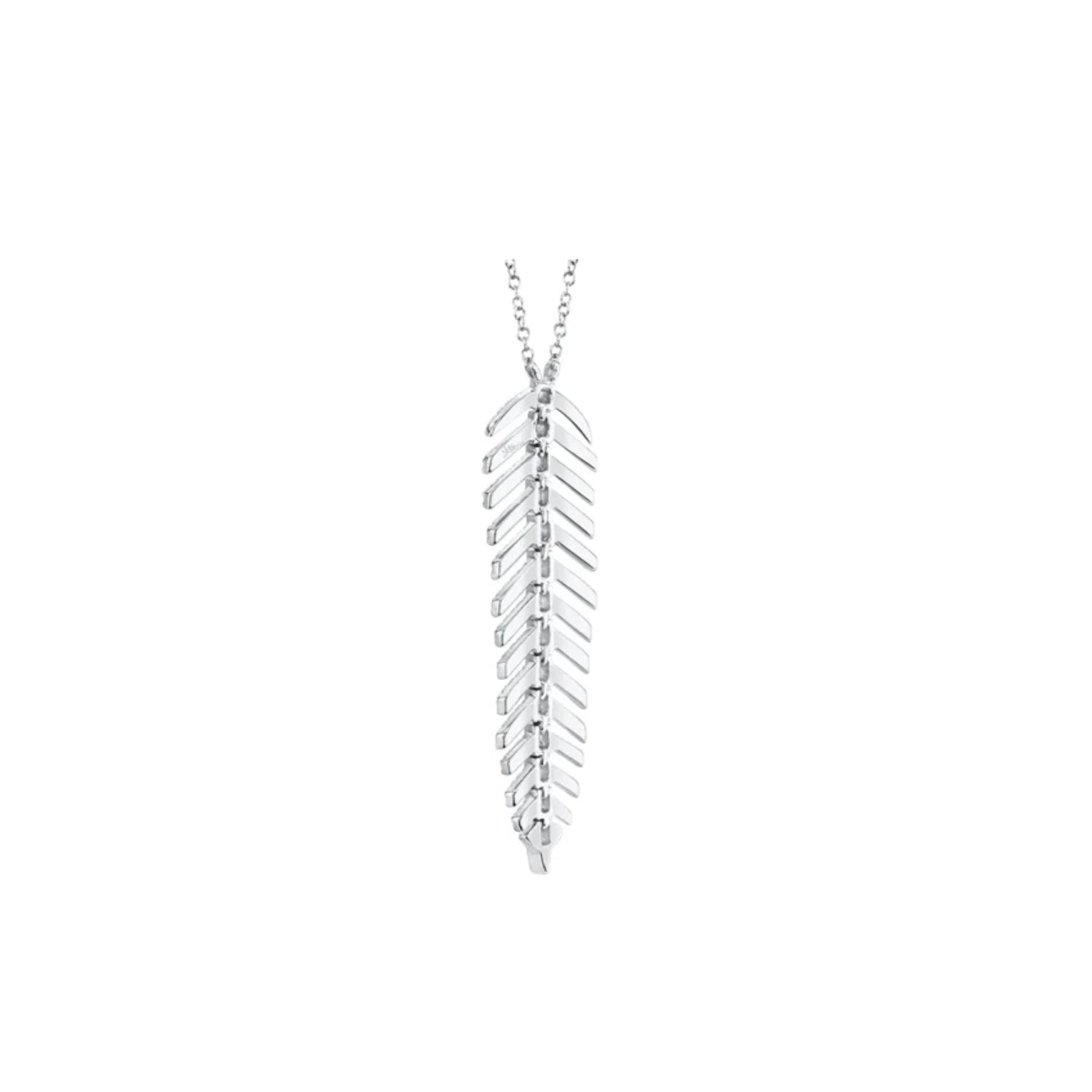 Feather Pave Diamond Drop Necklace