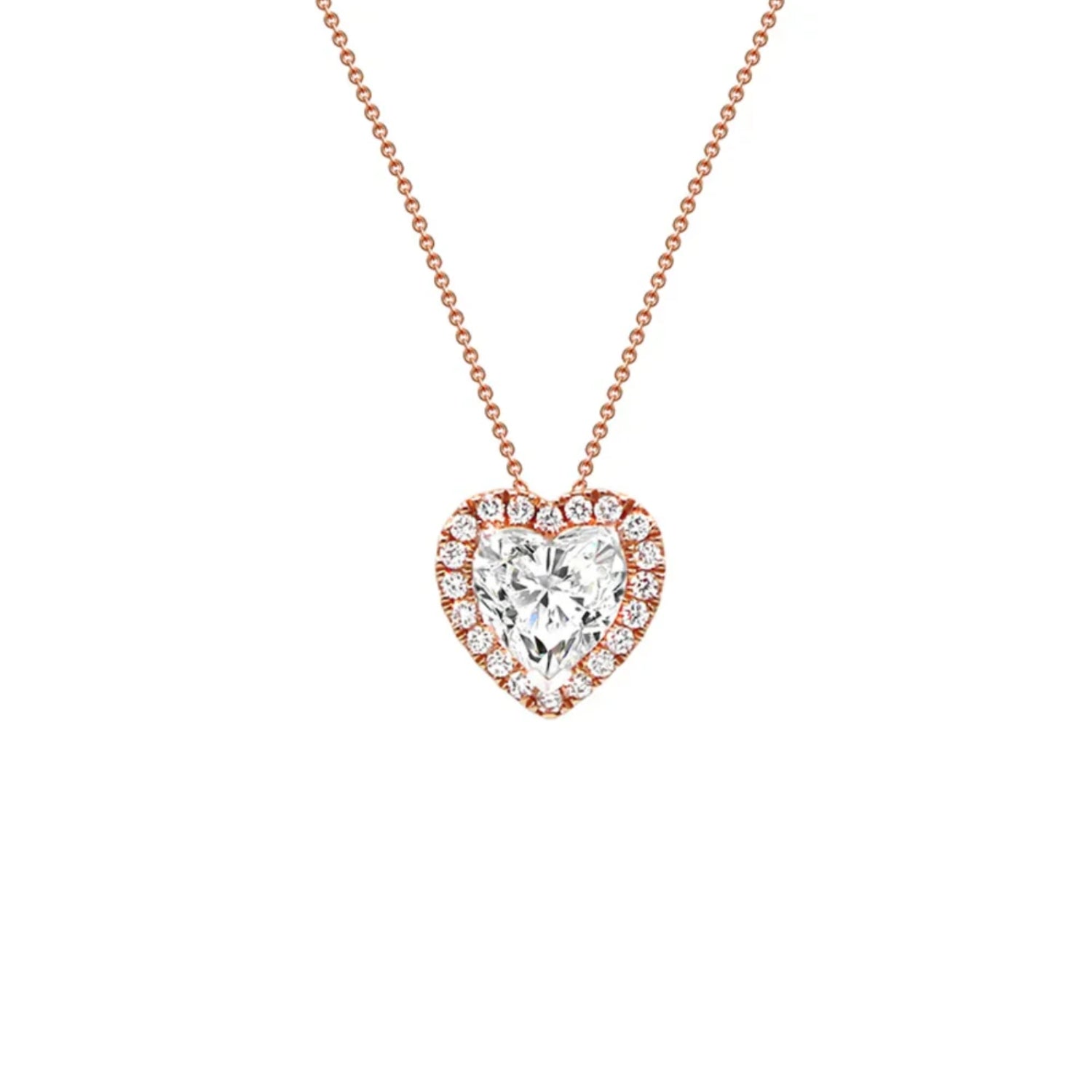 Heart Shaped Halo Diamond Pendant