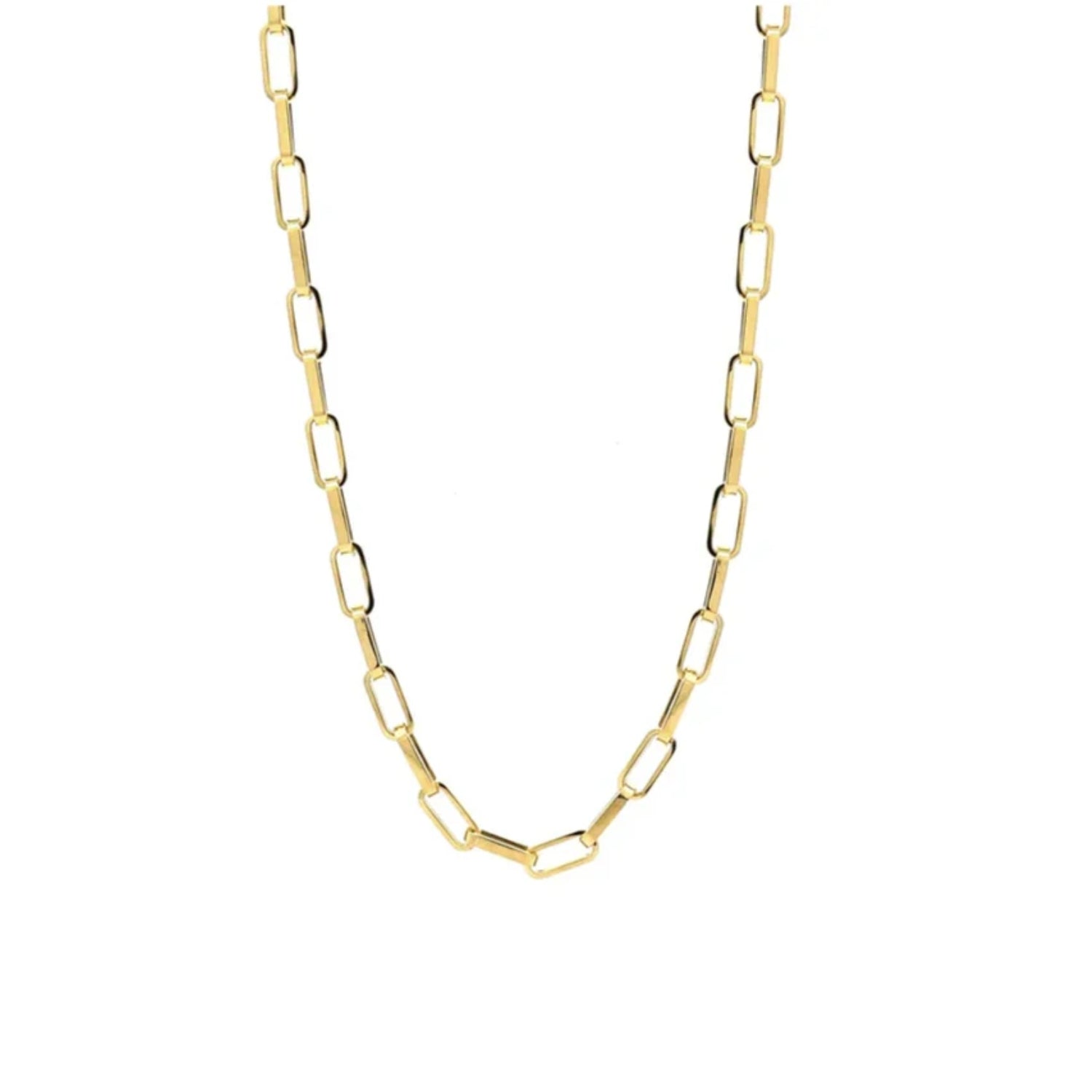 Paperclip Style Gold Necklace 22"