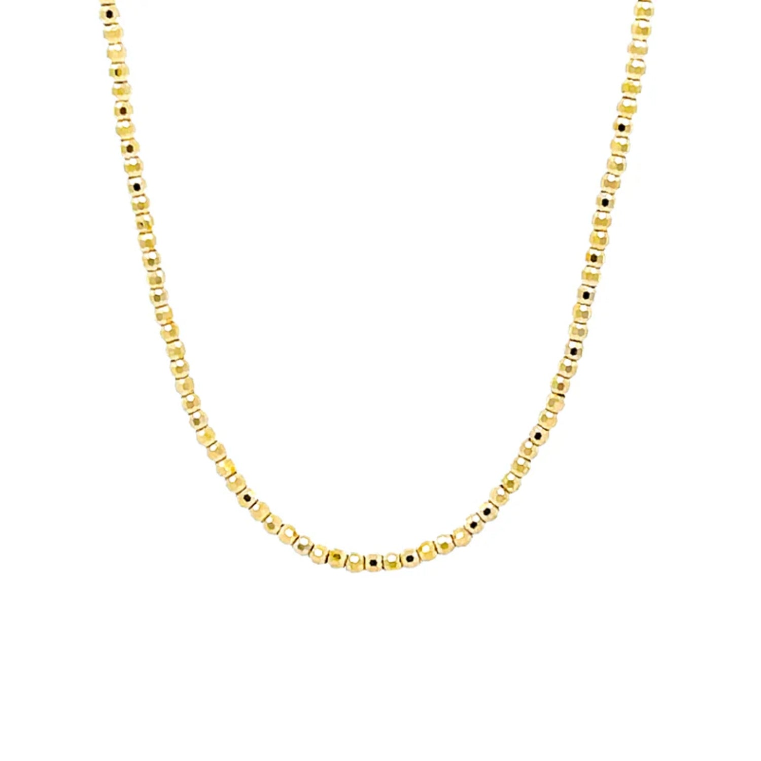 Diamond Cut Gold Bead Necklace