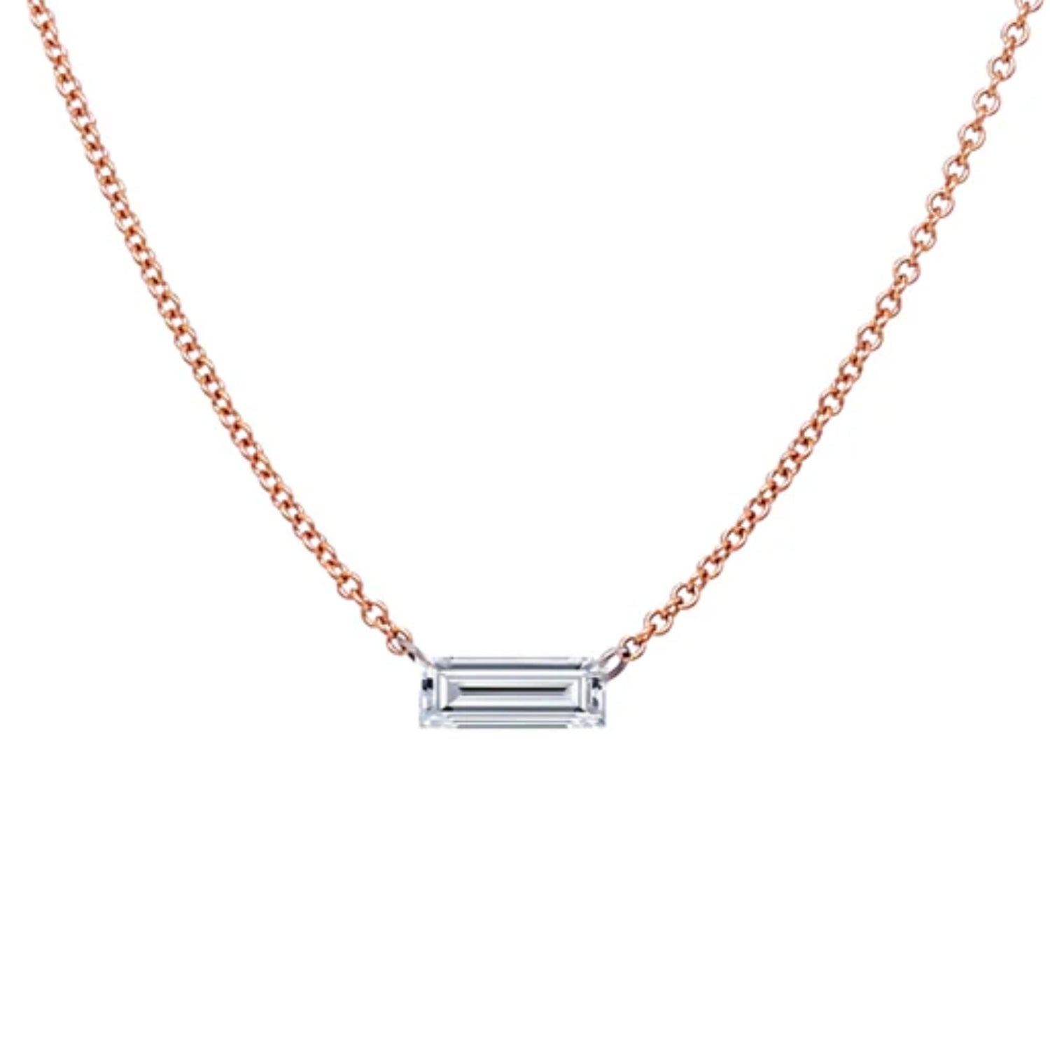 Floating Baguette Diamond Necklace