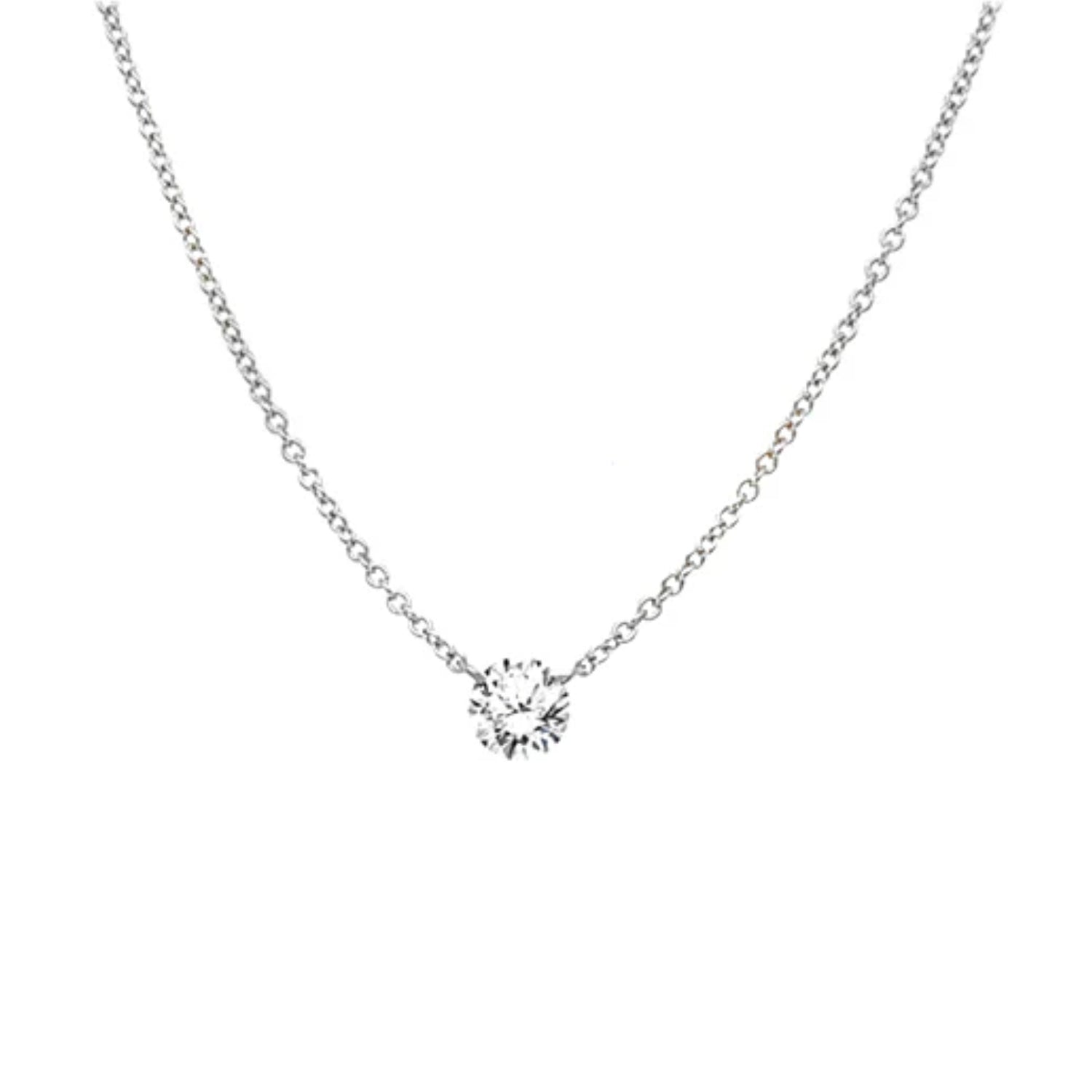 Floating Round Solitaire Diamond Necklace