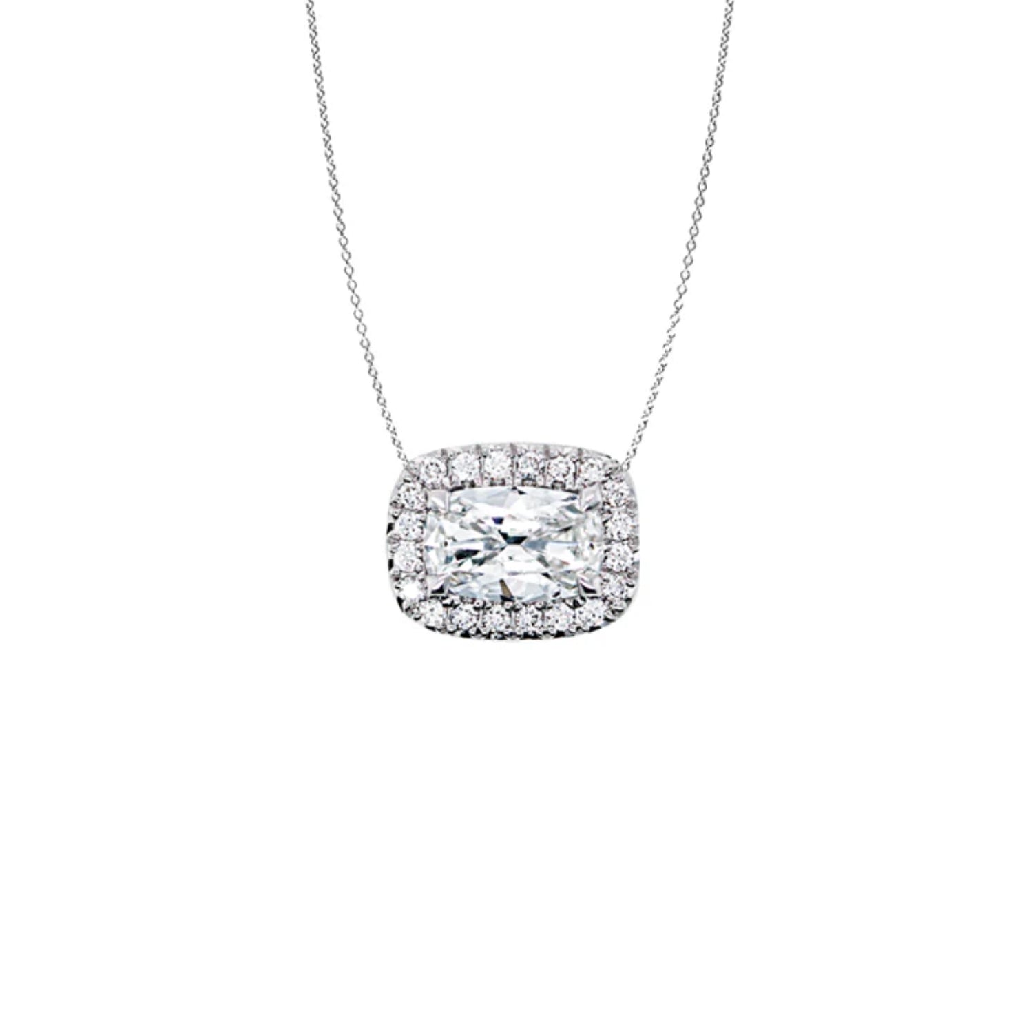 Henri Daussi Halo Cushion Diamond Pendant