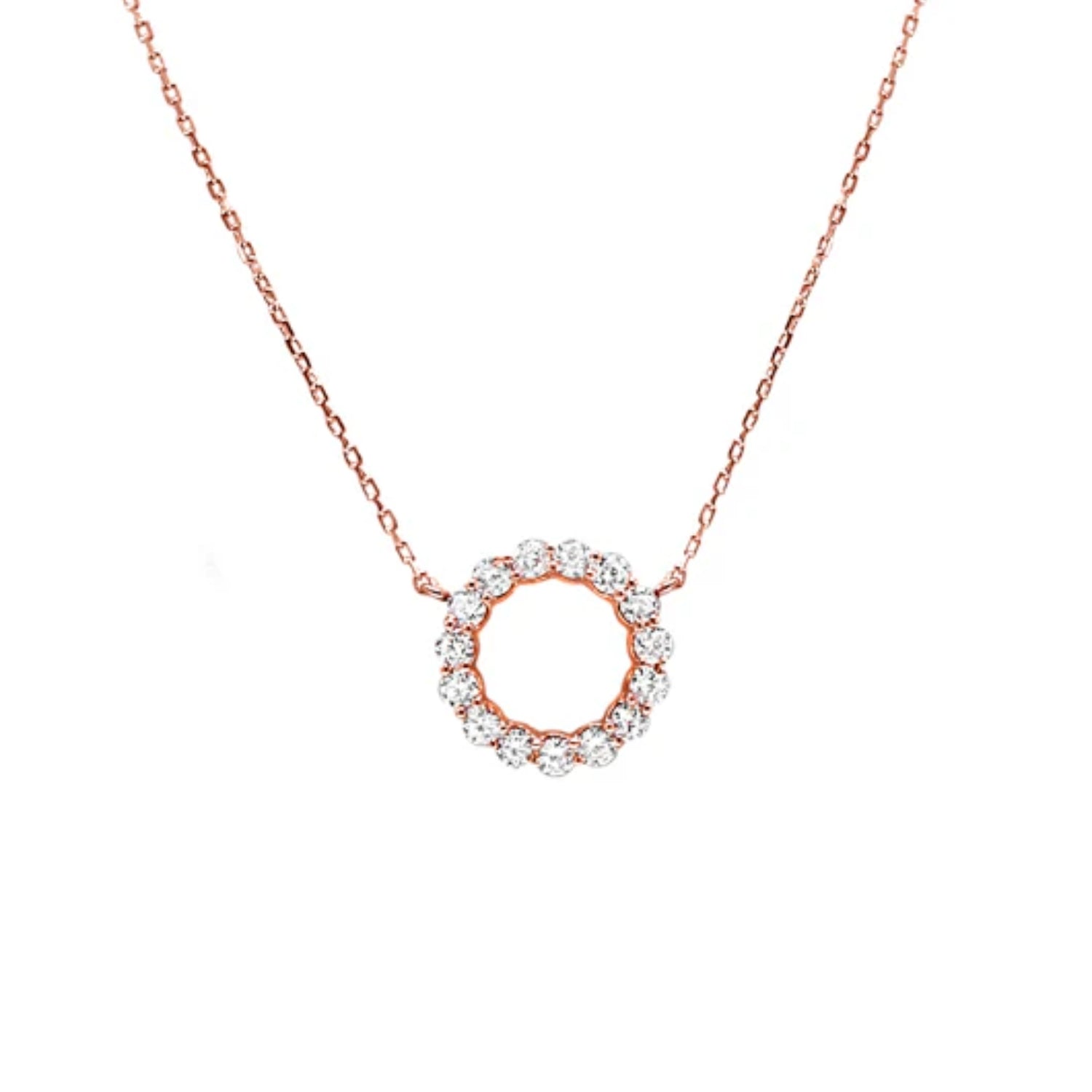 Rose Gold Circle Diamond Necklace