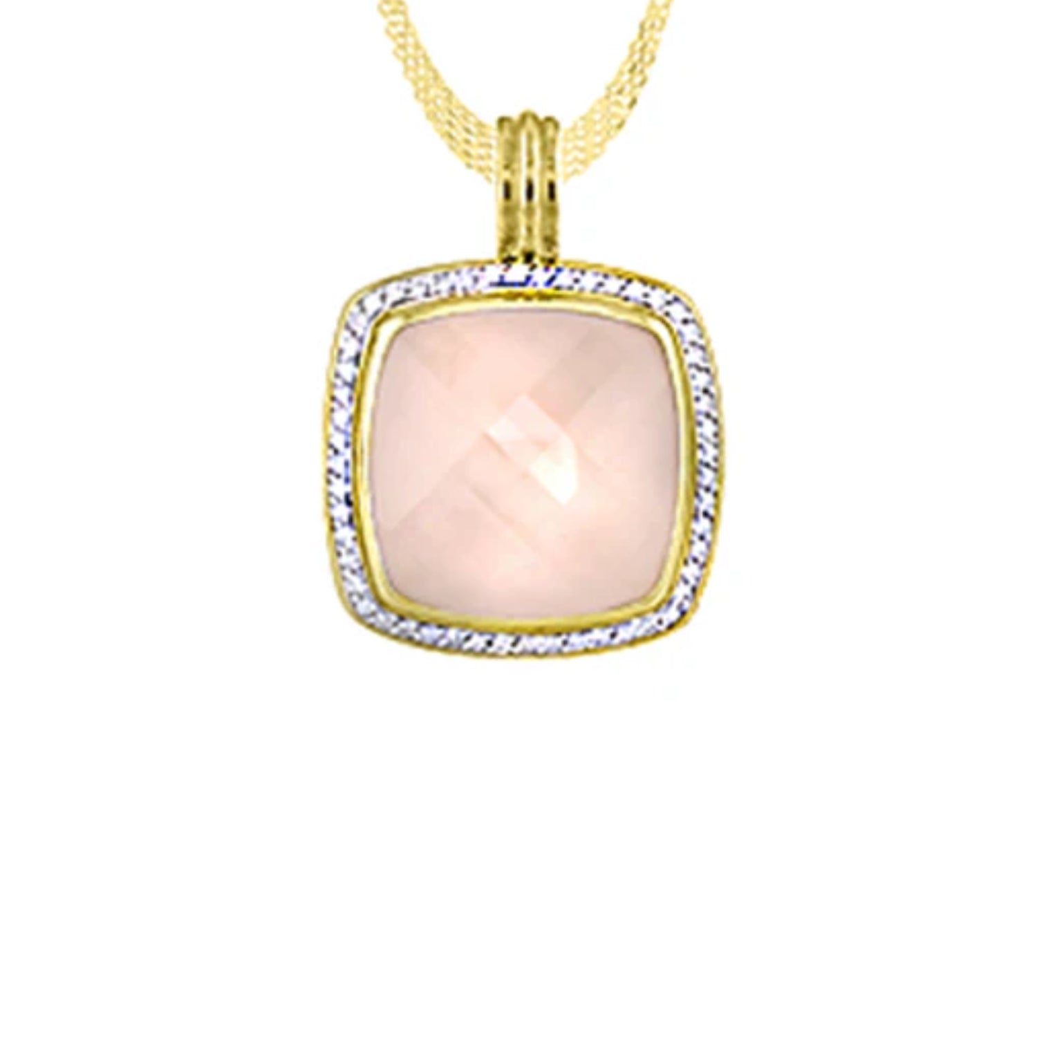 David Yurman Rose Quartz & Diamond Gold Pendant