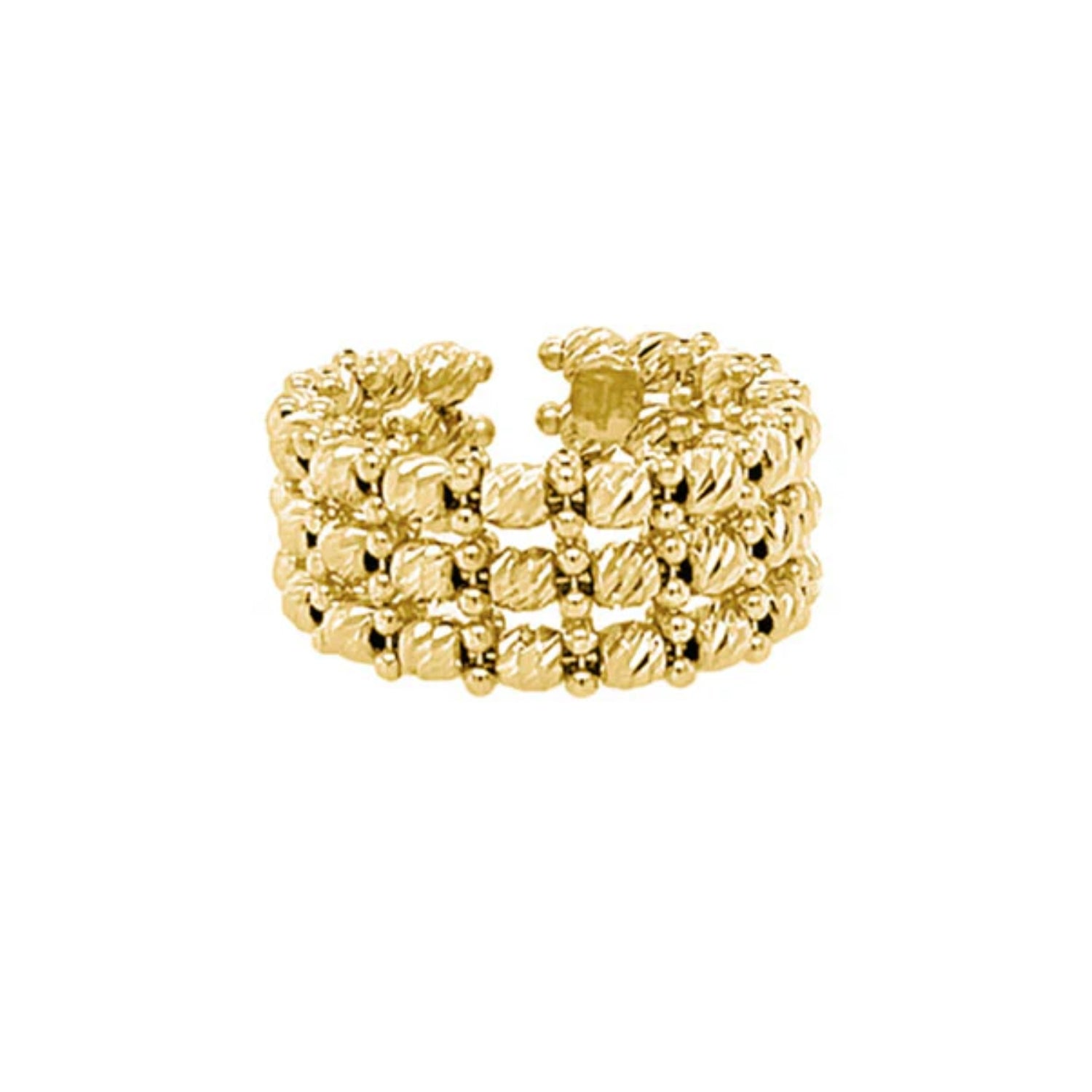 Gold Triple Row Bead Ring