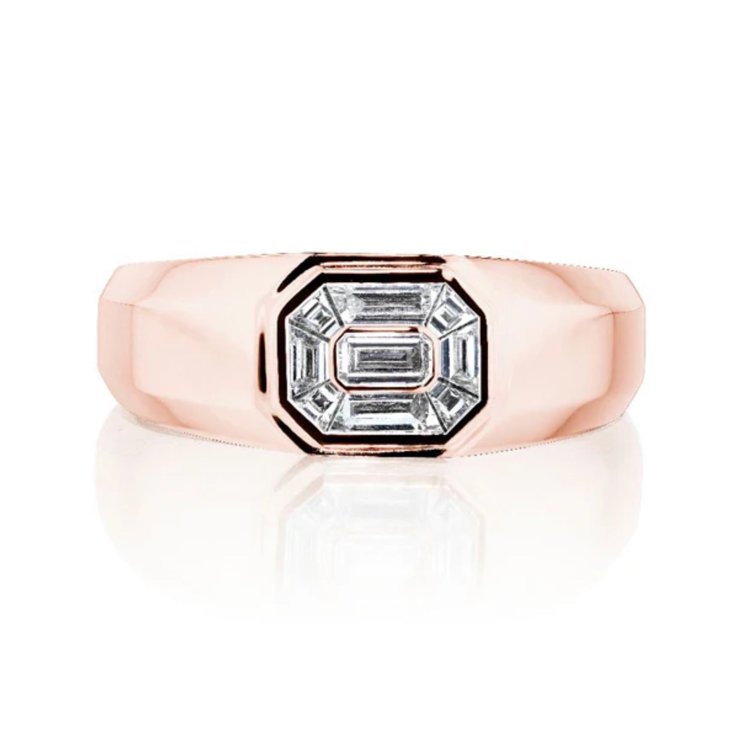 Henri Daussi Rose Gold Men's Diamond Ring