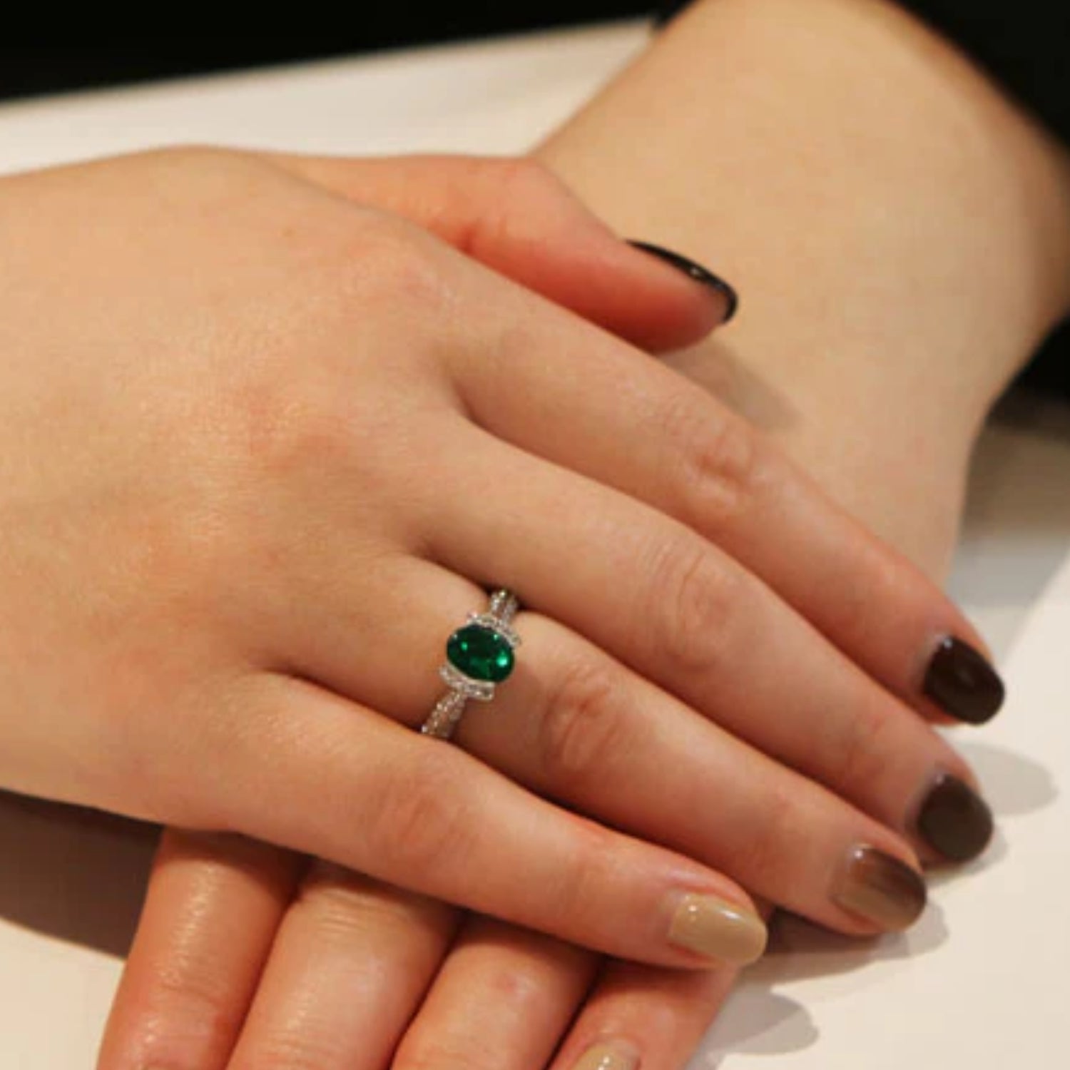 Emerald Pave Diamond Ring