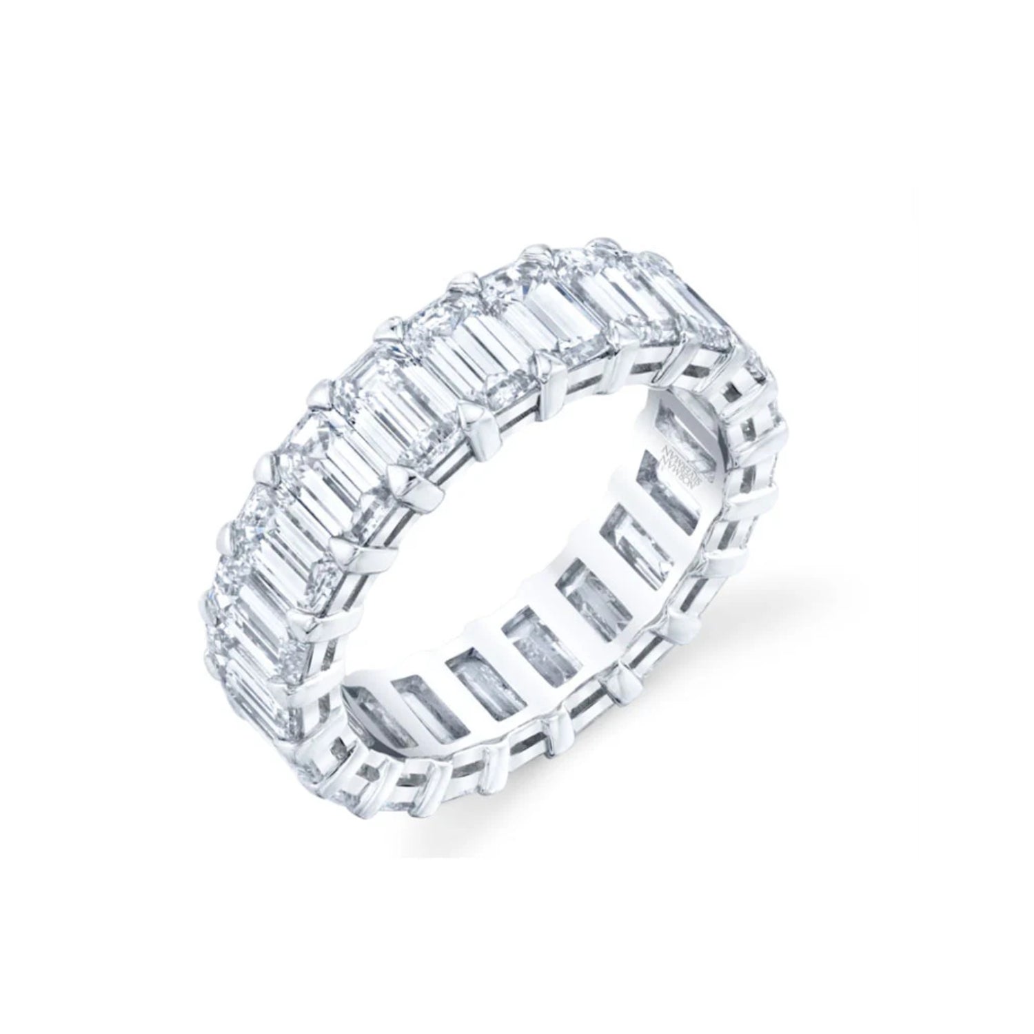 Platinum Emerald Diamond Eternity Band