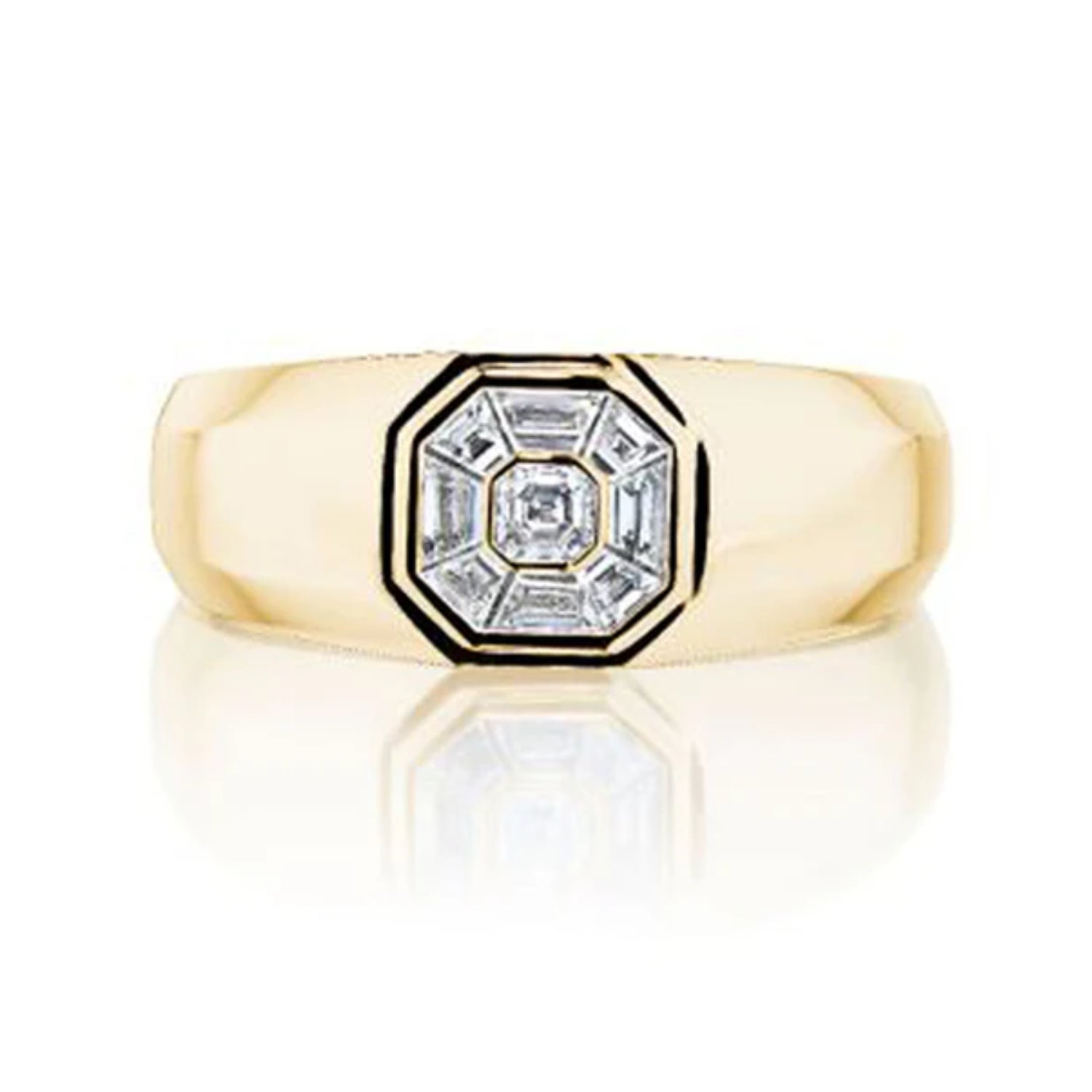 Henri Daussi Yellow Gold Men's Diamond Ring