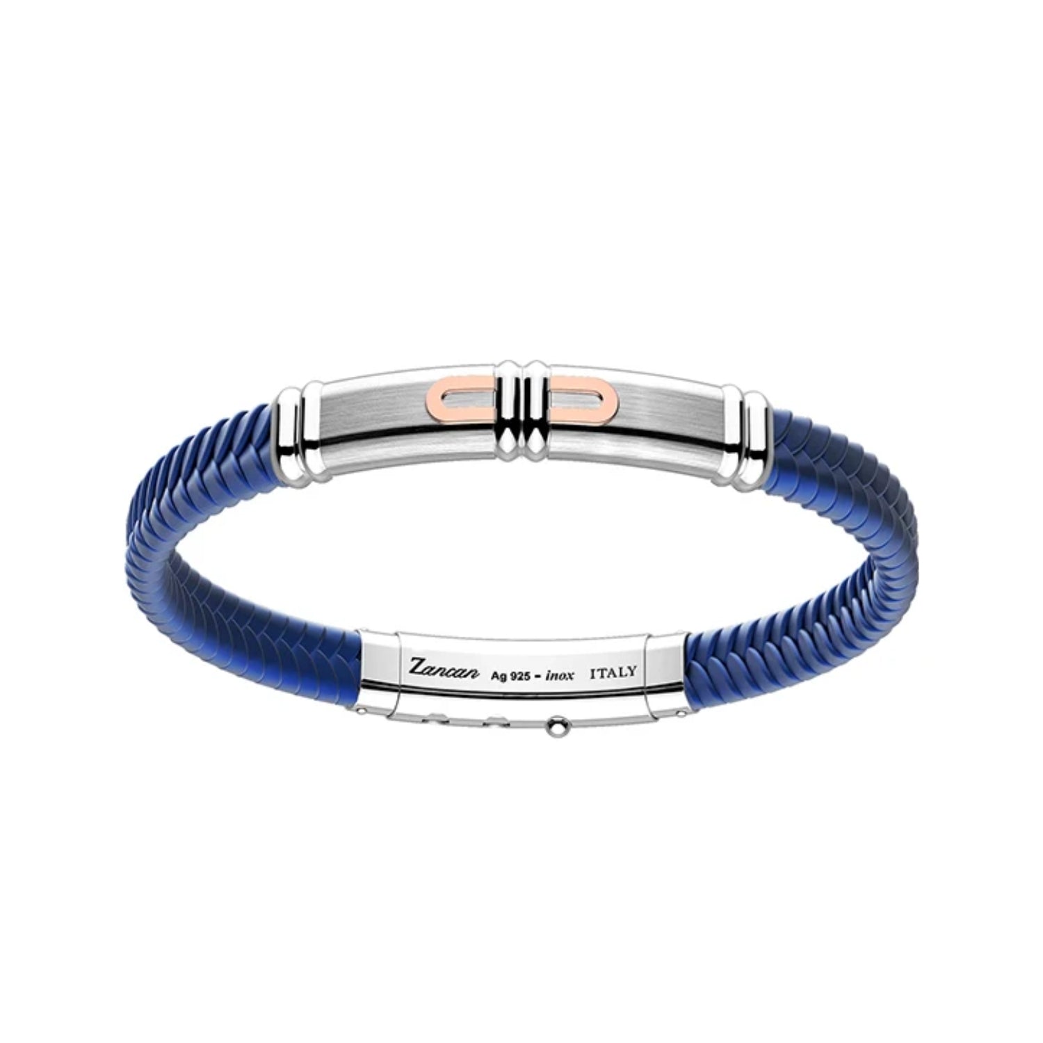 Zancan Blue Silicon & Silver Tag Bracelet