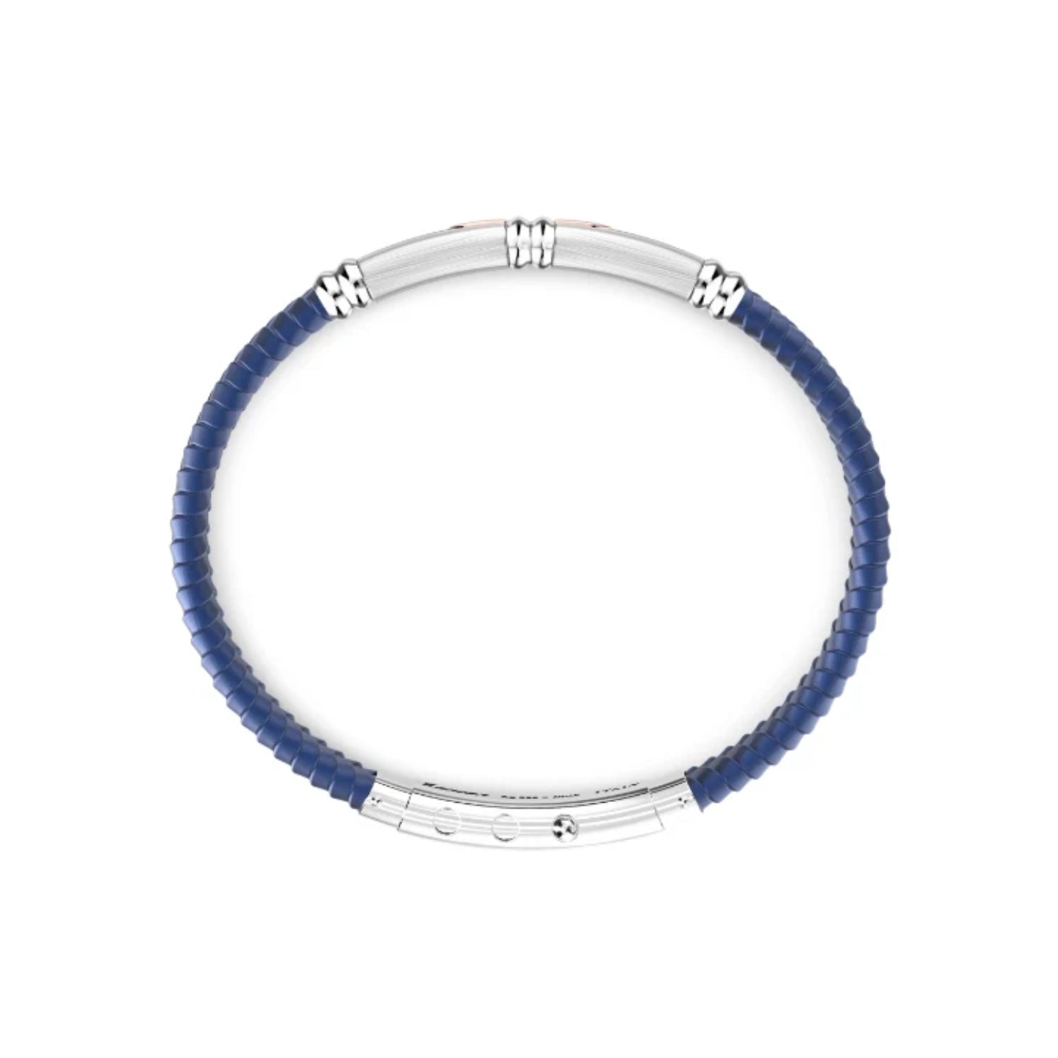 Zancan Blue Silicon & Silver Tag Bracelet