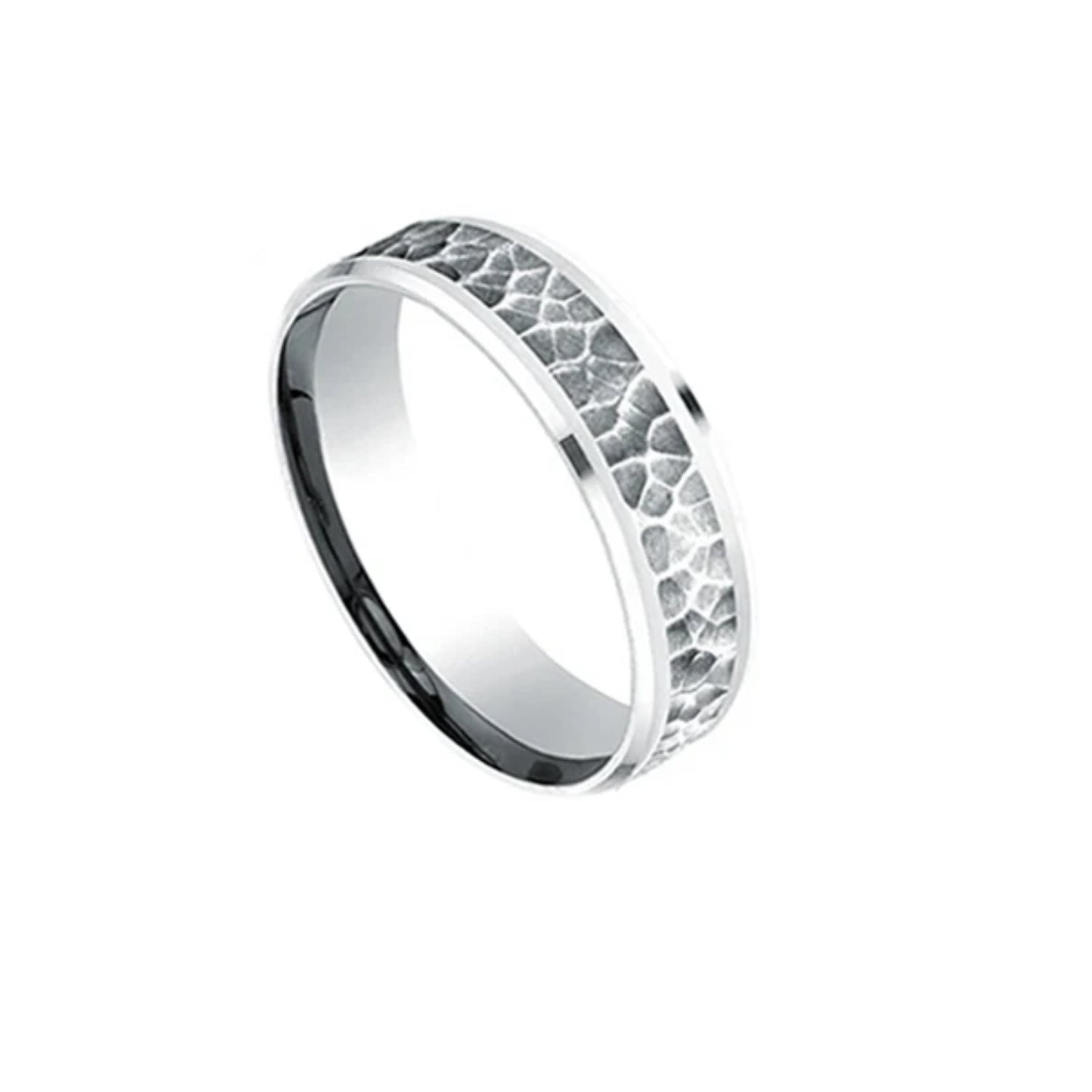 Benchmark Hammer Finish Bevelled Wedding Band