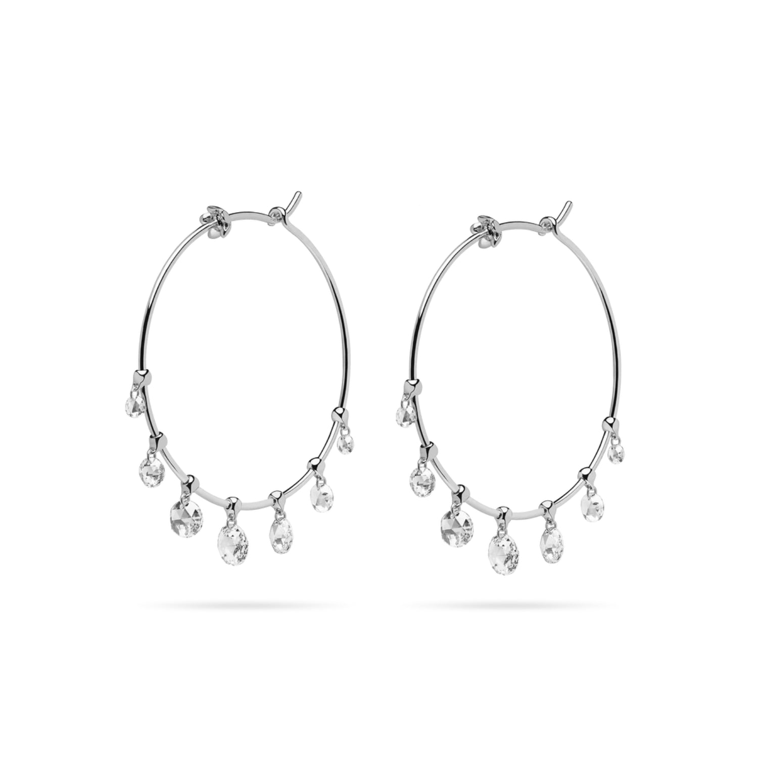 Paul Morelli White Gold Wind Chime Diamond Hoop Earrings