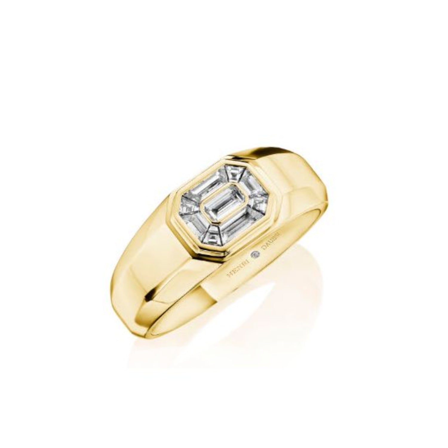 Henri Daussi Yellow Gold Men's Diamond Ring