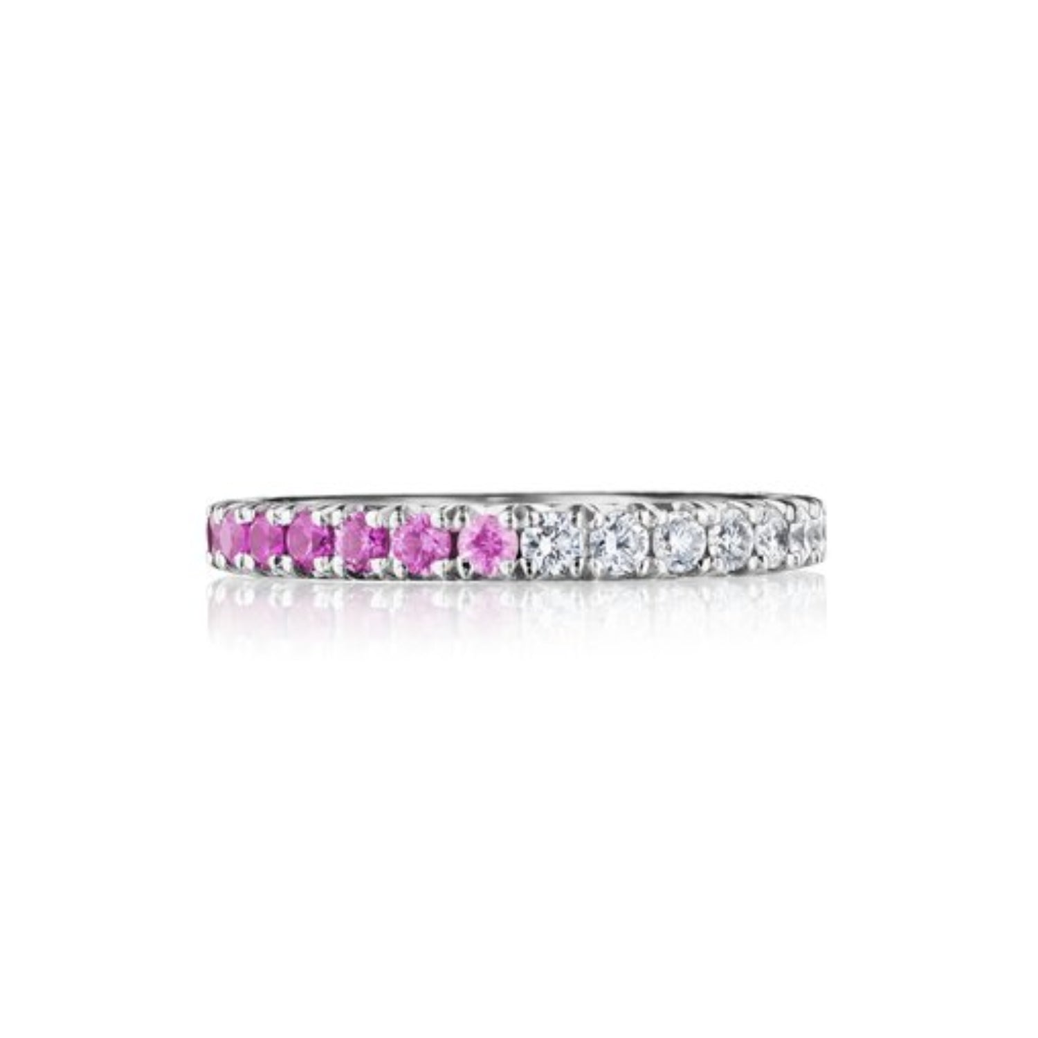 Henri Daussi Pink Sapphire and Diamond Wedding Band