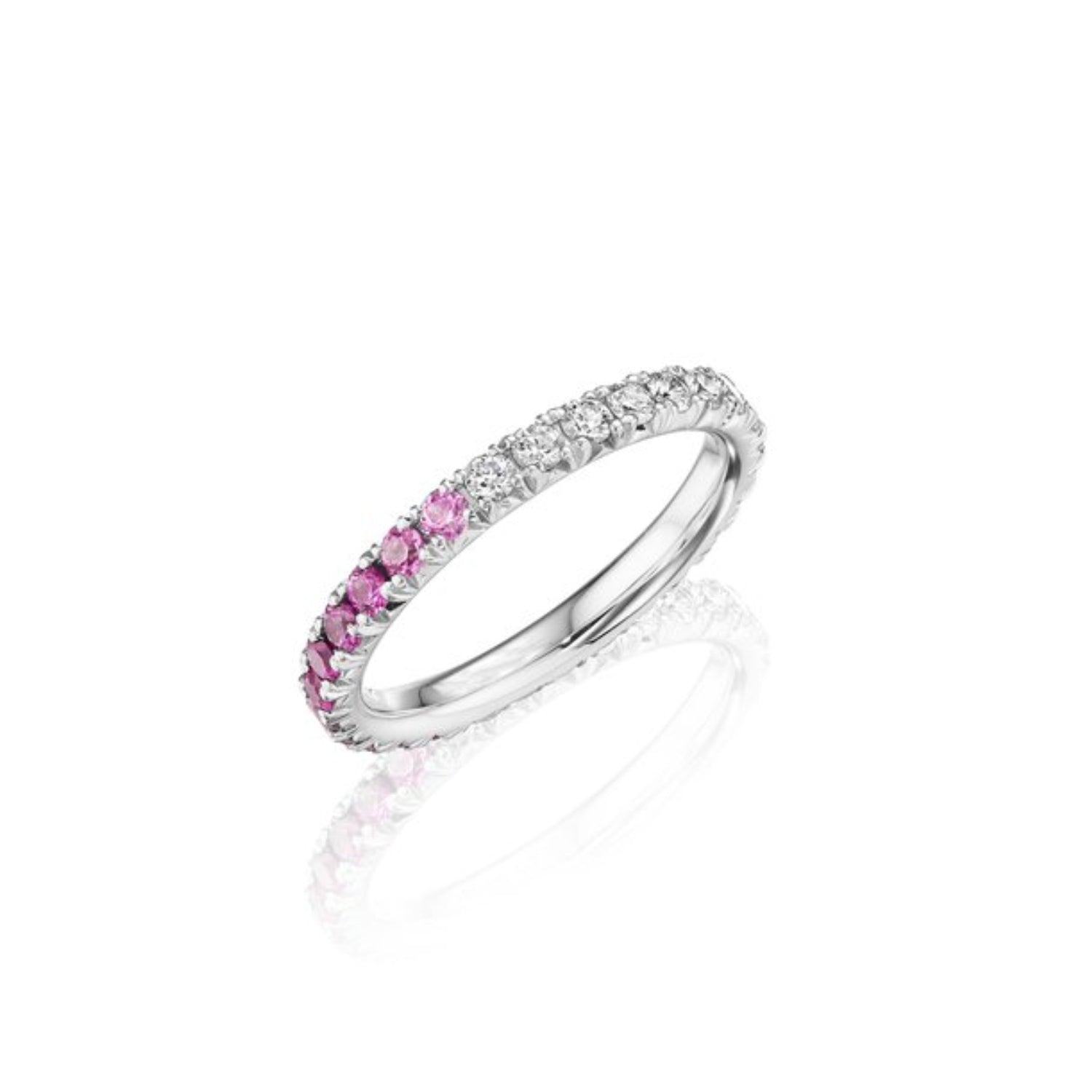 Henri Daussi Pink Sapphire and Diamond Wedding Band