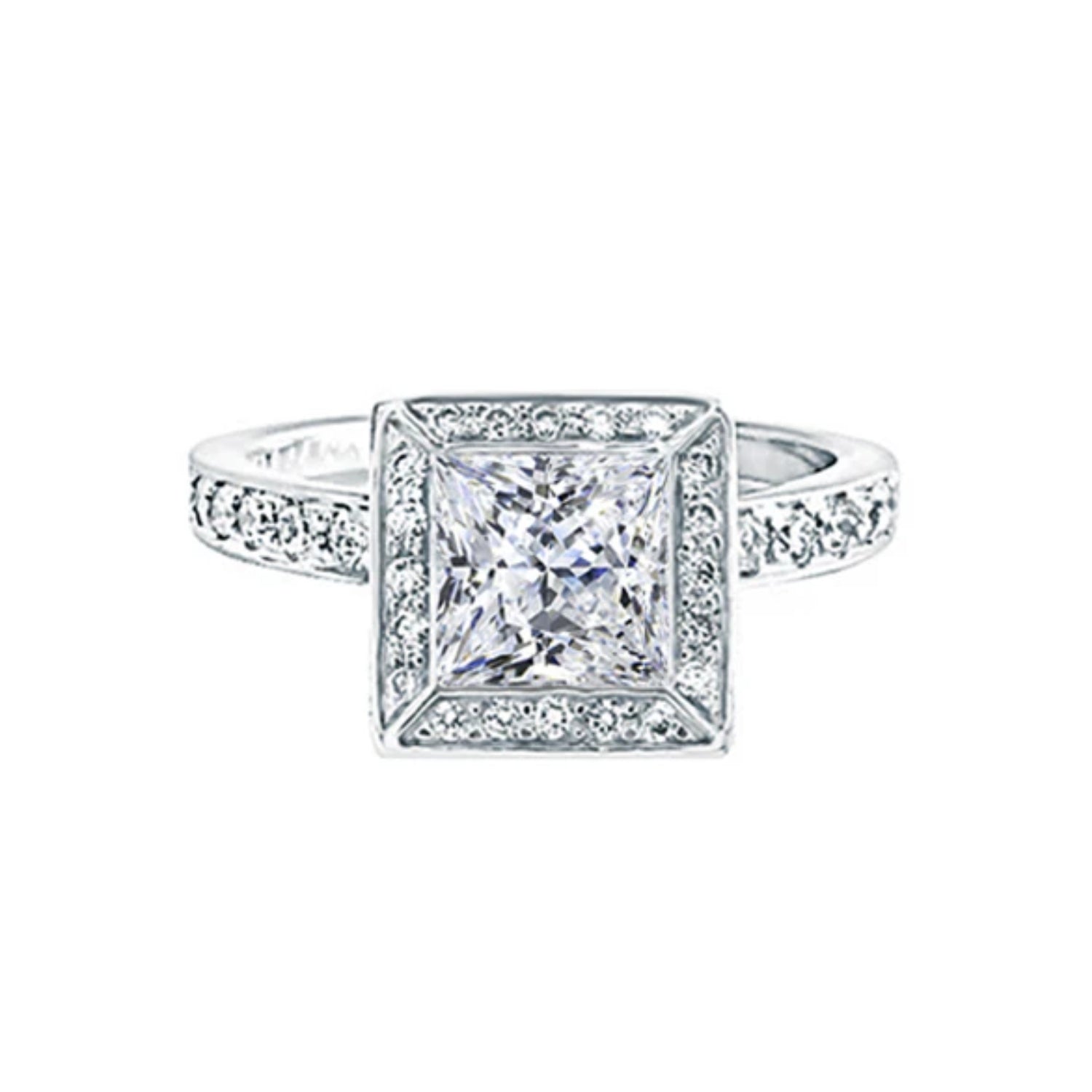 Princess Cut Halo Diamond Engagement Ring