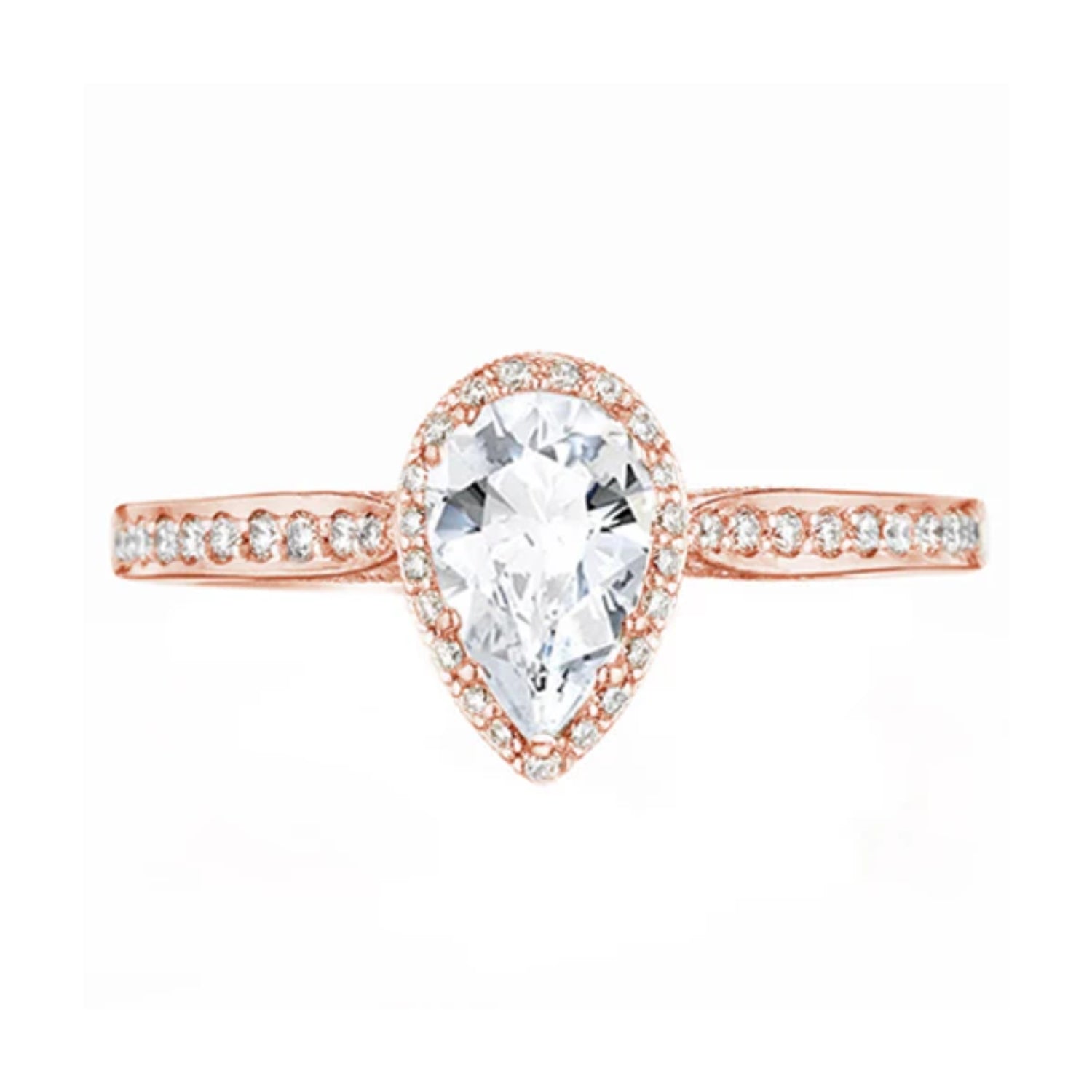 Tacori Dantela Pear Halo Diamond Pave Engagement Ring