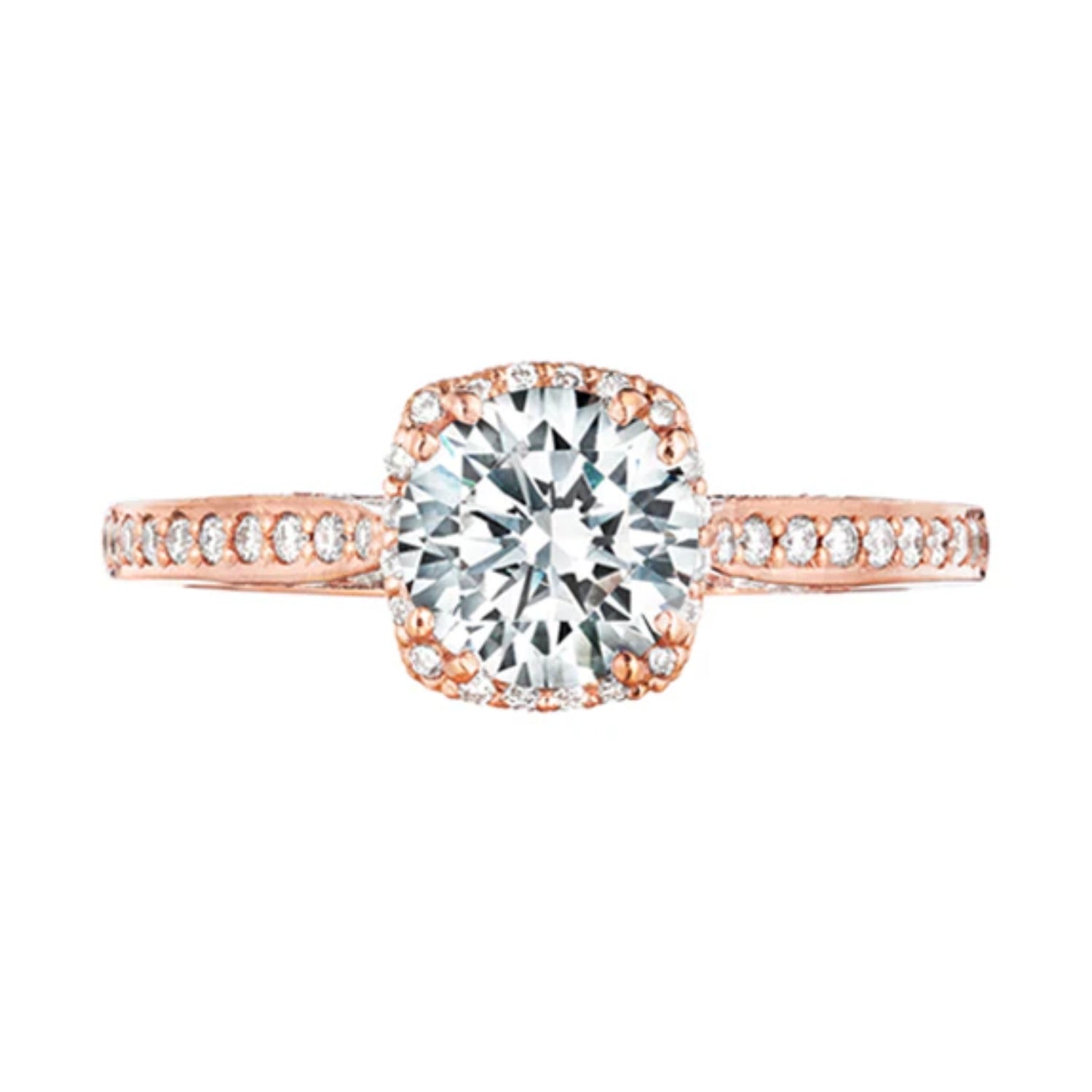 Tacori Dantela Round Halo Diamond Pave Engagement Ring