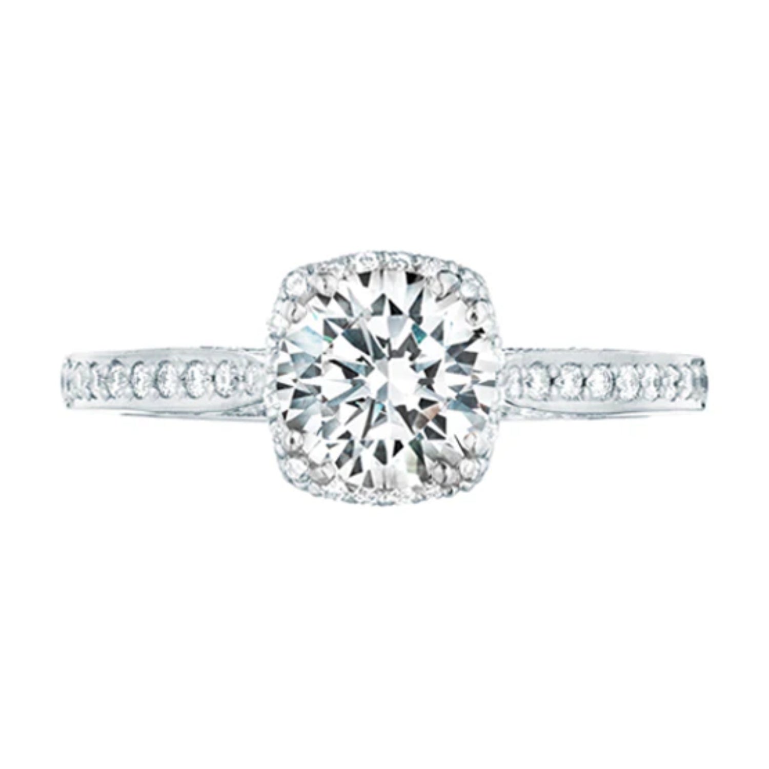 Tacori Dantela Round Halo Diamond Pave Engagement Ring