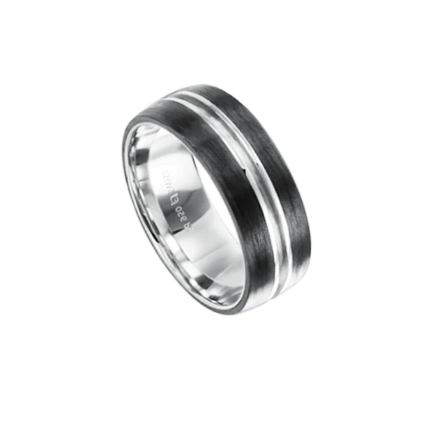 Furrer Jacot Men's Carbon Grooved Wedding Band