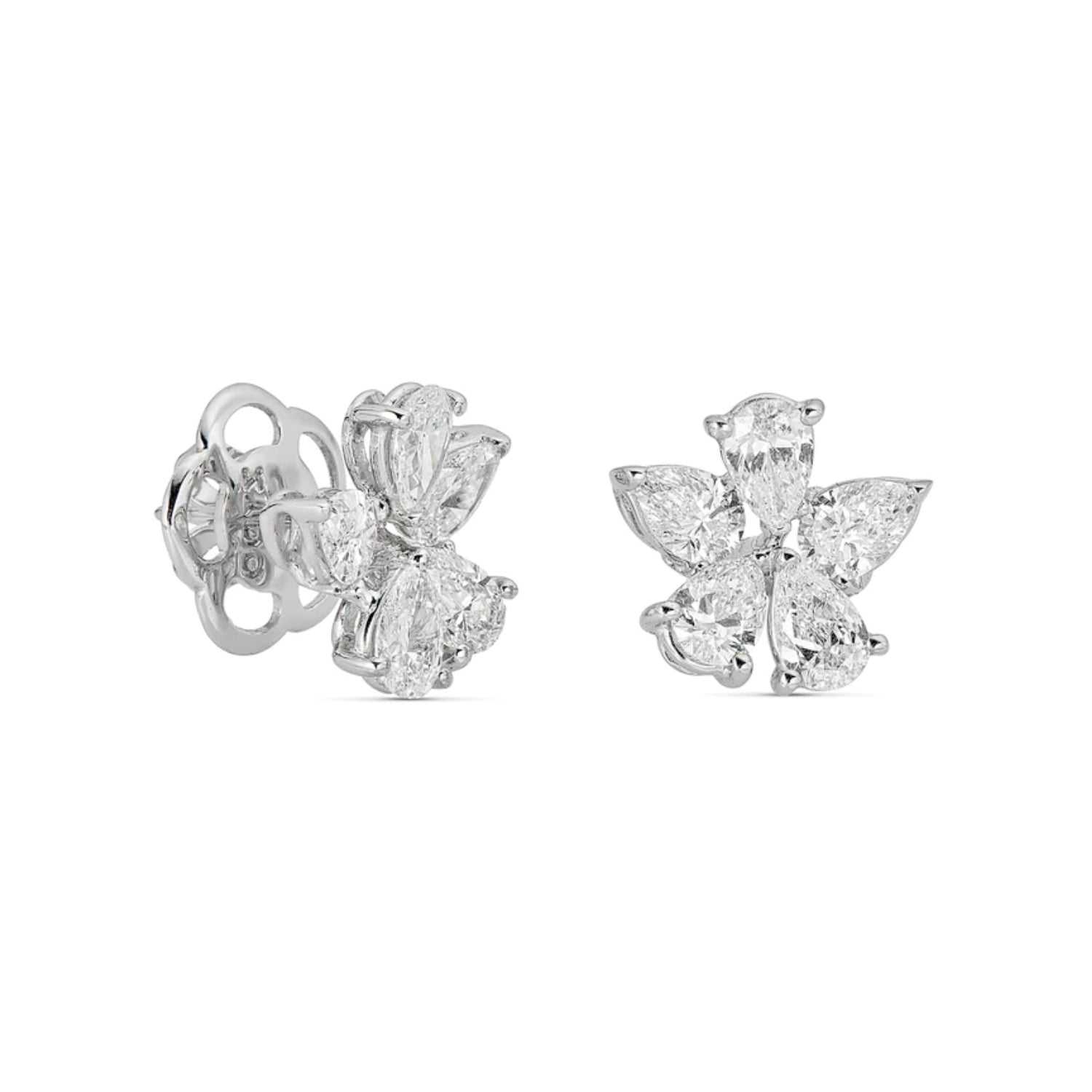 Zydo Flower Pear Shape Diamond Stud Earrings