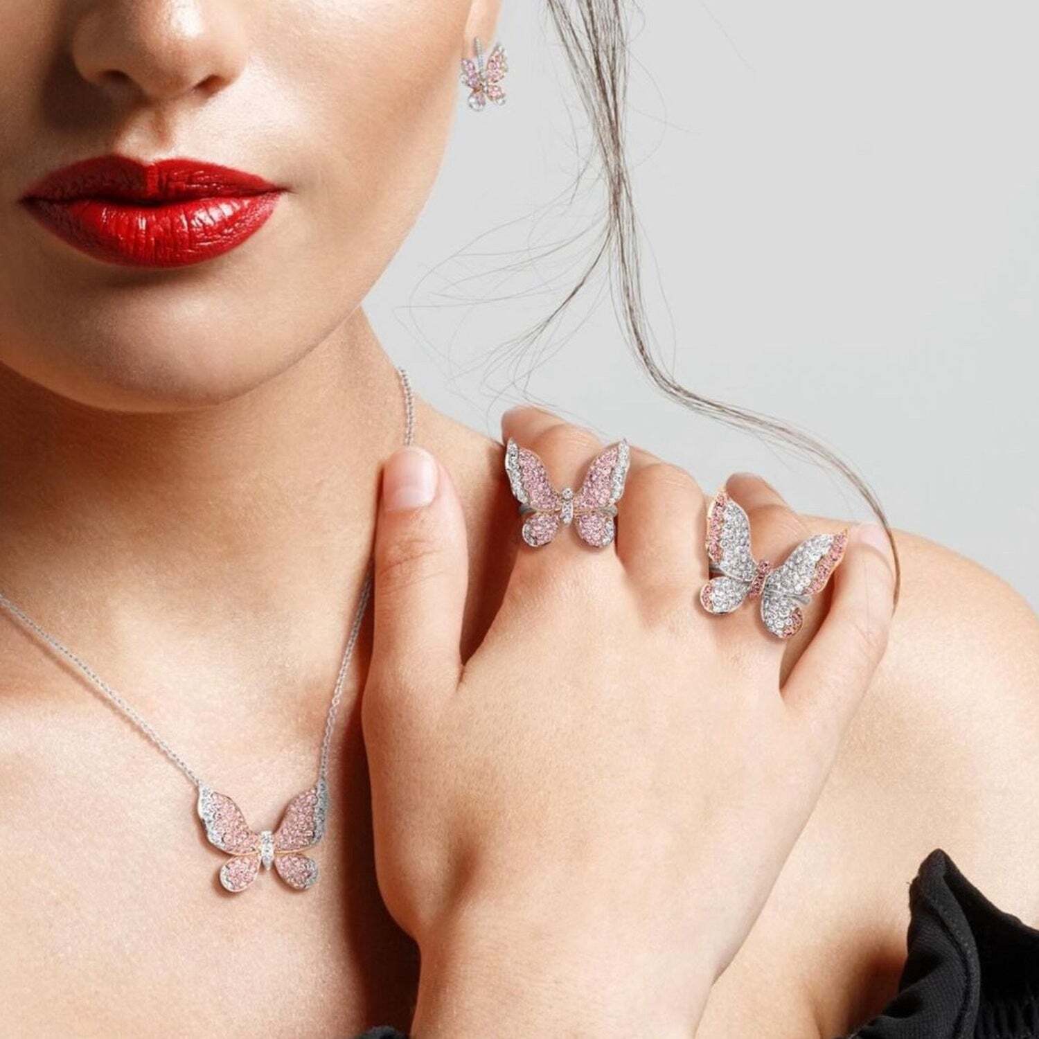 Scott West Platinum and 18K Gold Argyle Pink Diamond Butterfly Earrings