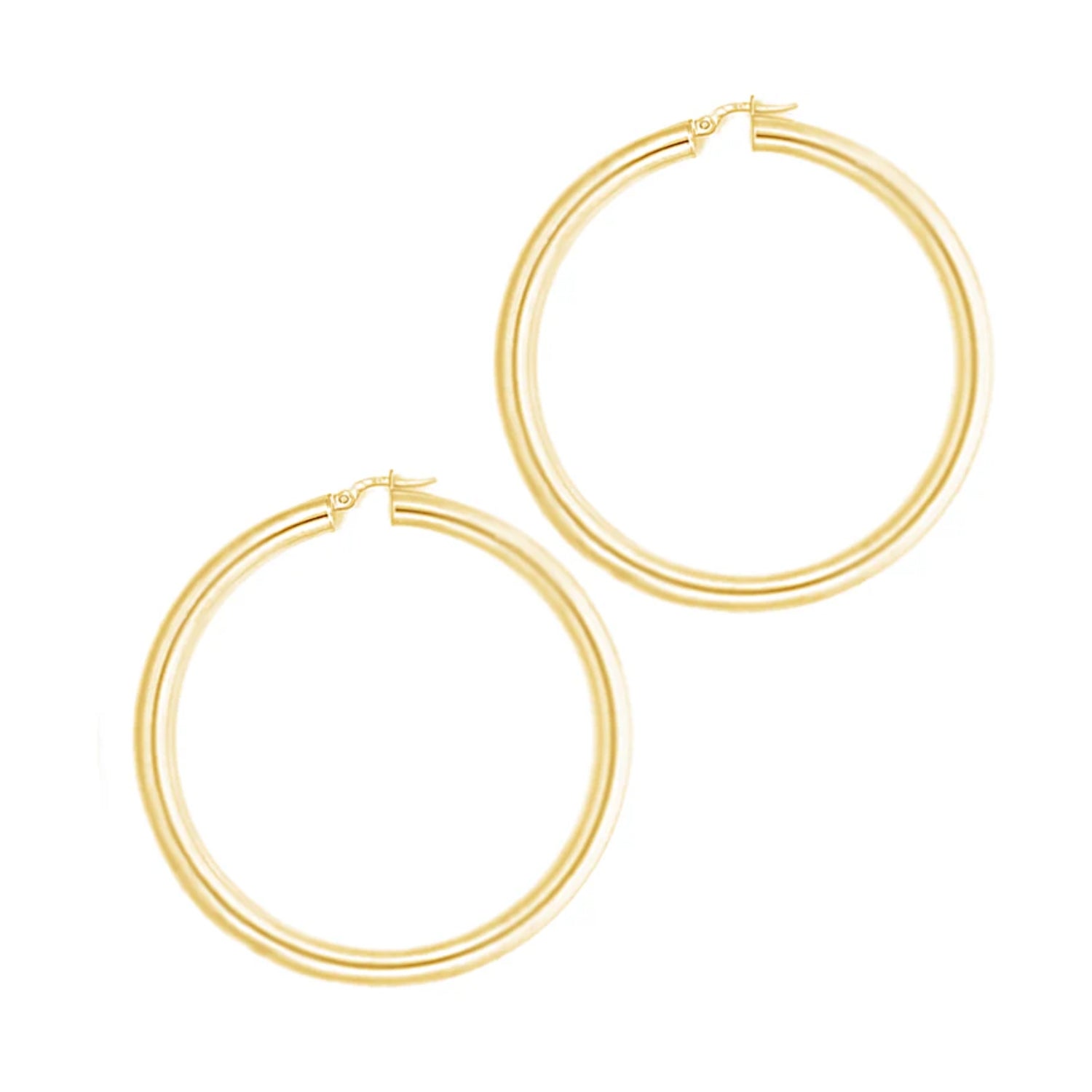 Yellow Gold Tube Hoop Earrings 5.5CM