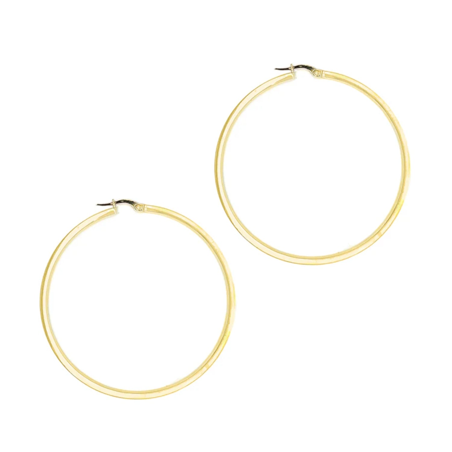 Yellow Gold Hoop Earrings 5.0CM