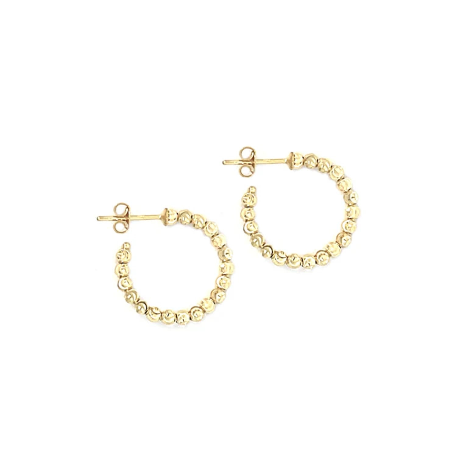 Gold Beaded Hoop Earrings 1.8CM