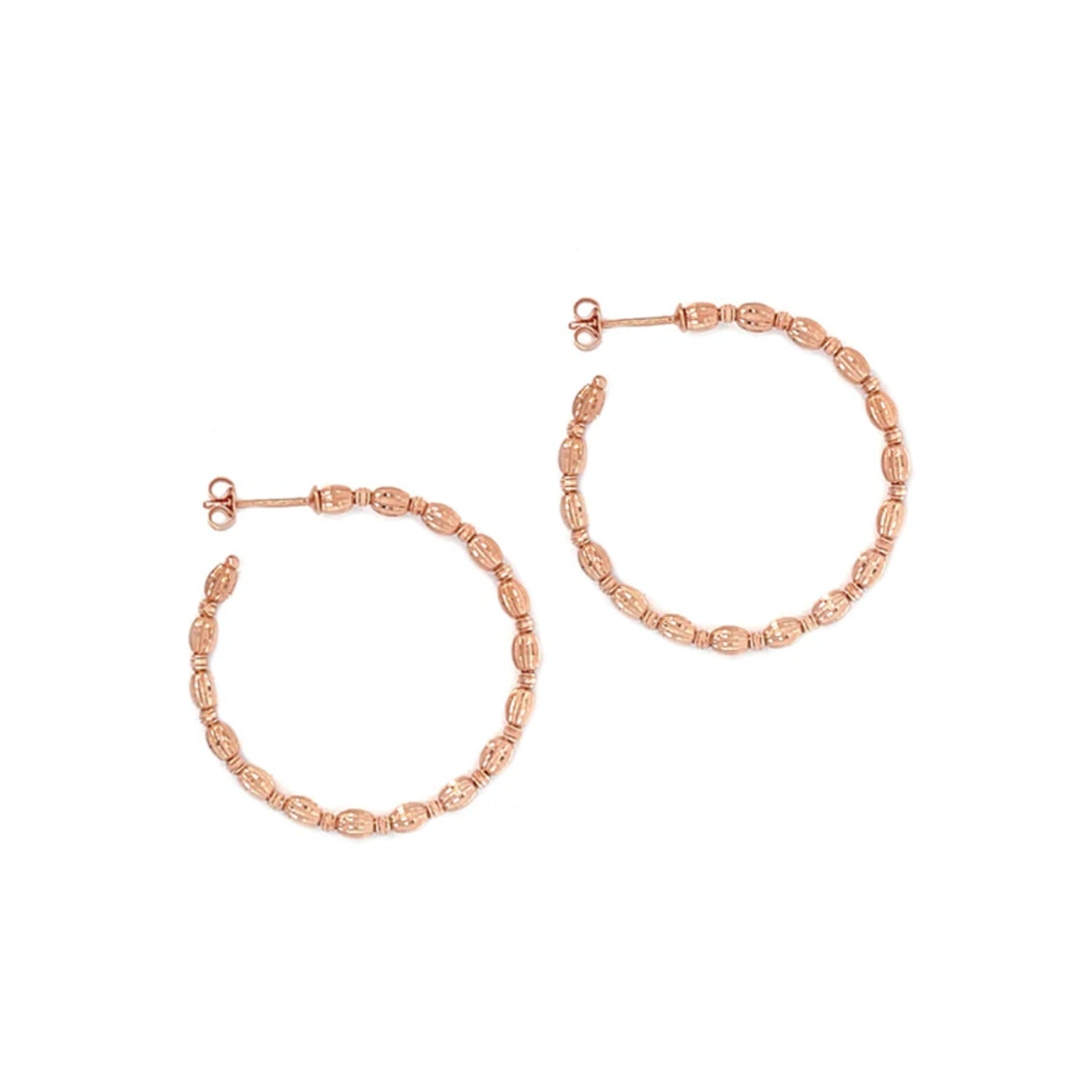 Gold Beaded Hoop Earrings 3.0CM