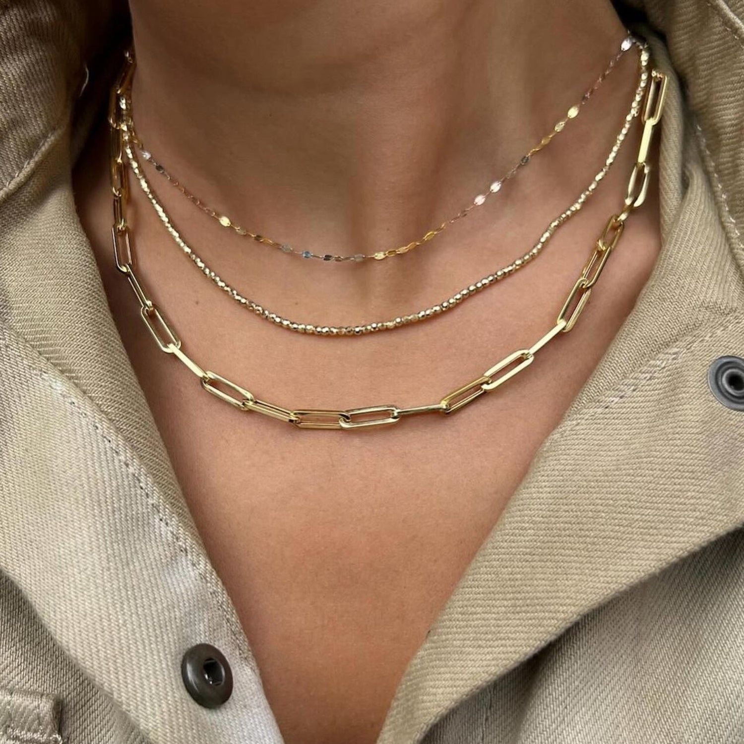 Paperclip Style Gold Necklace 20"