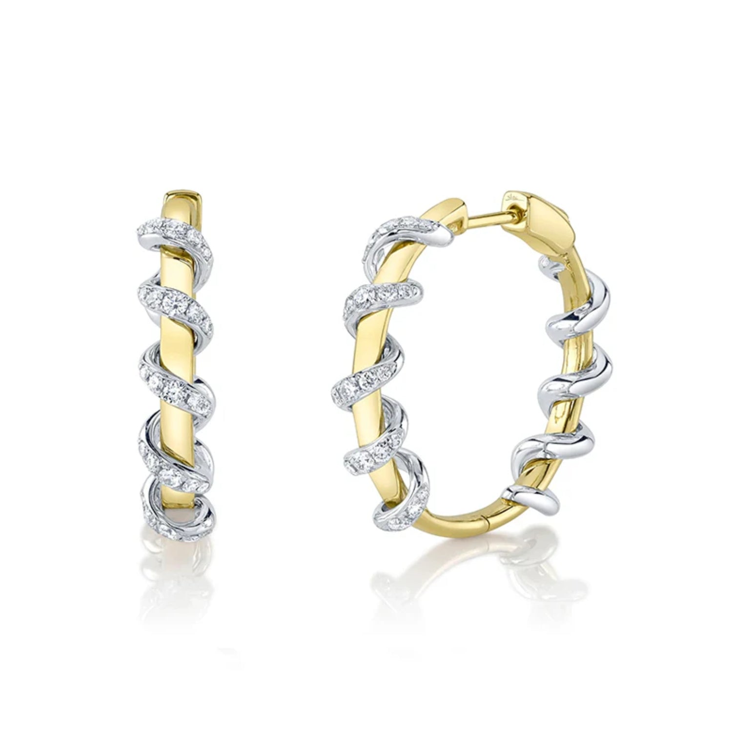 Swirl Diamond Hoop Earrings