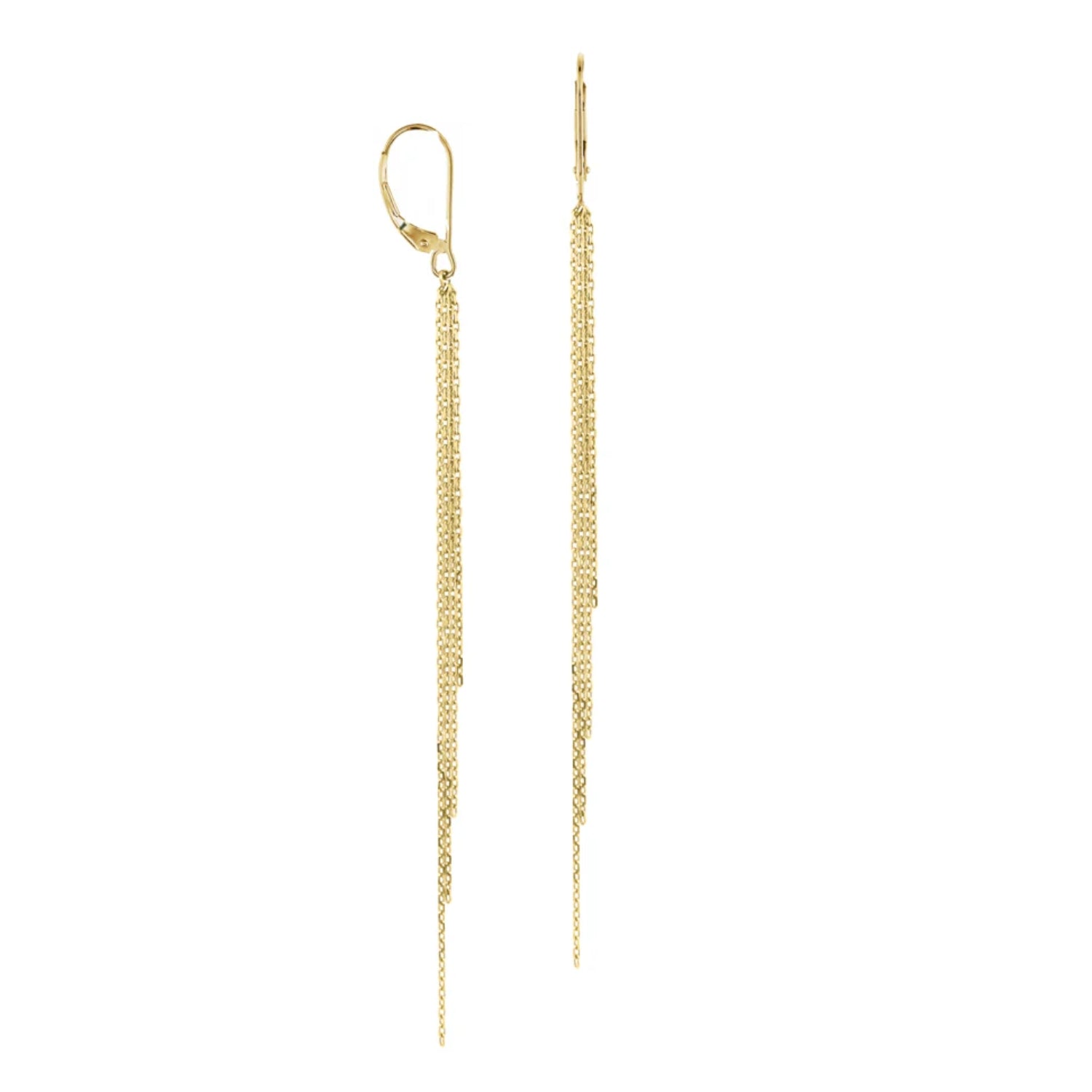 Yellow Gold Chain Drop Earrings