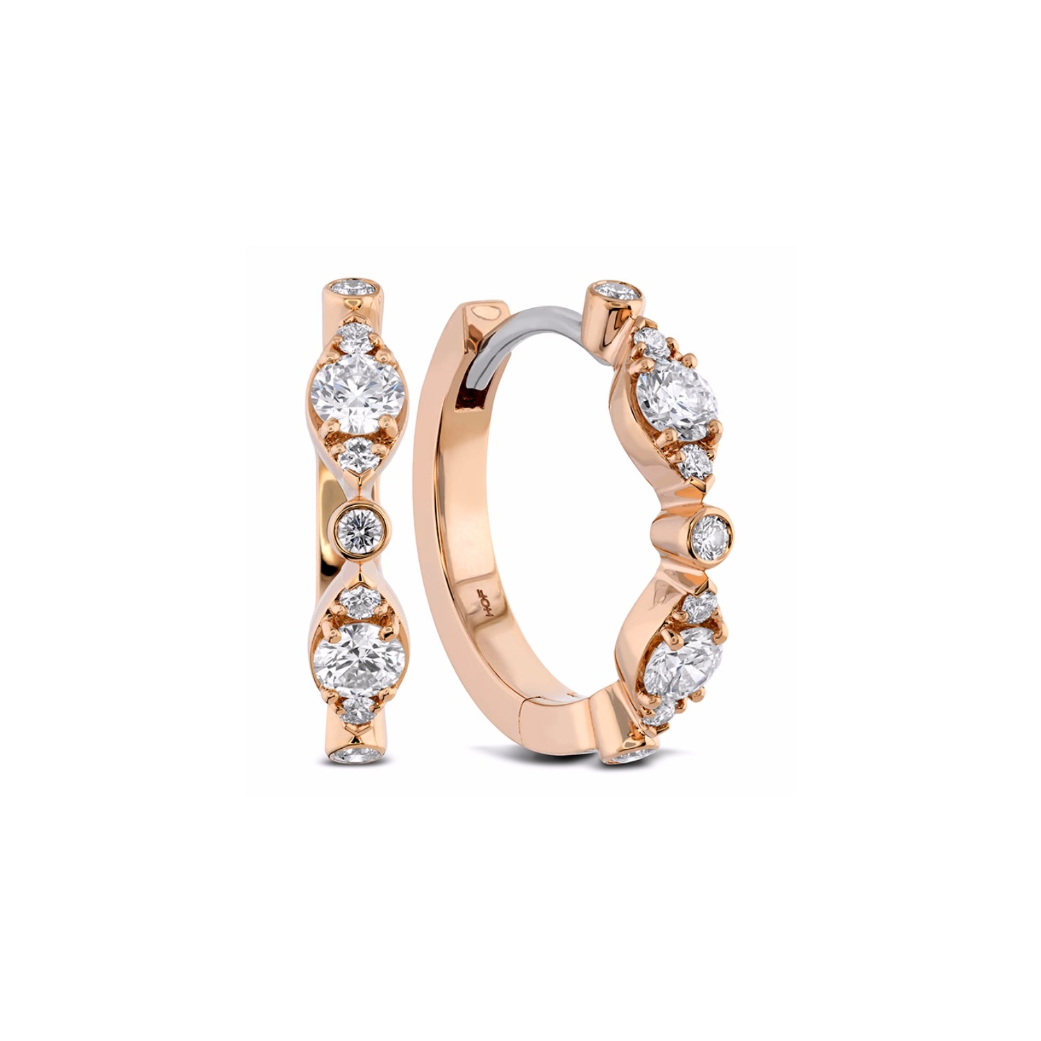 Hearts On Fire Bezel Regal Diamond Huggie Earrings