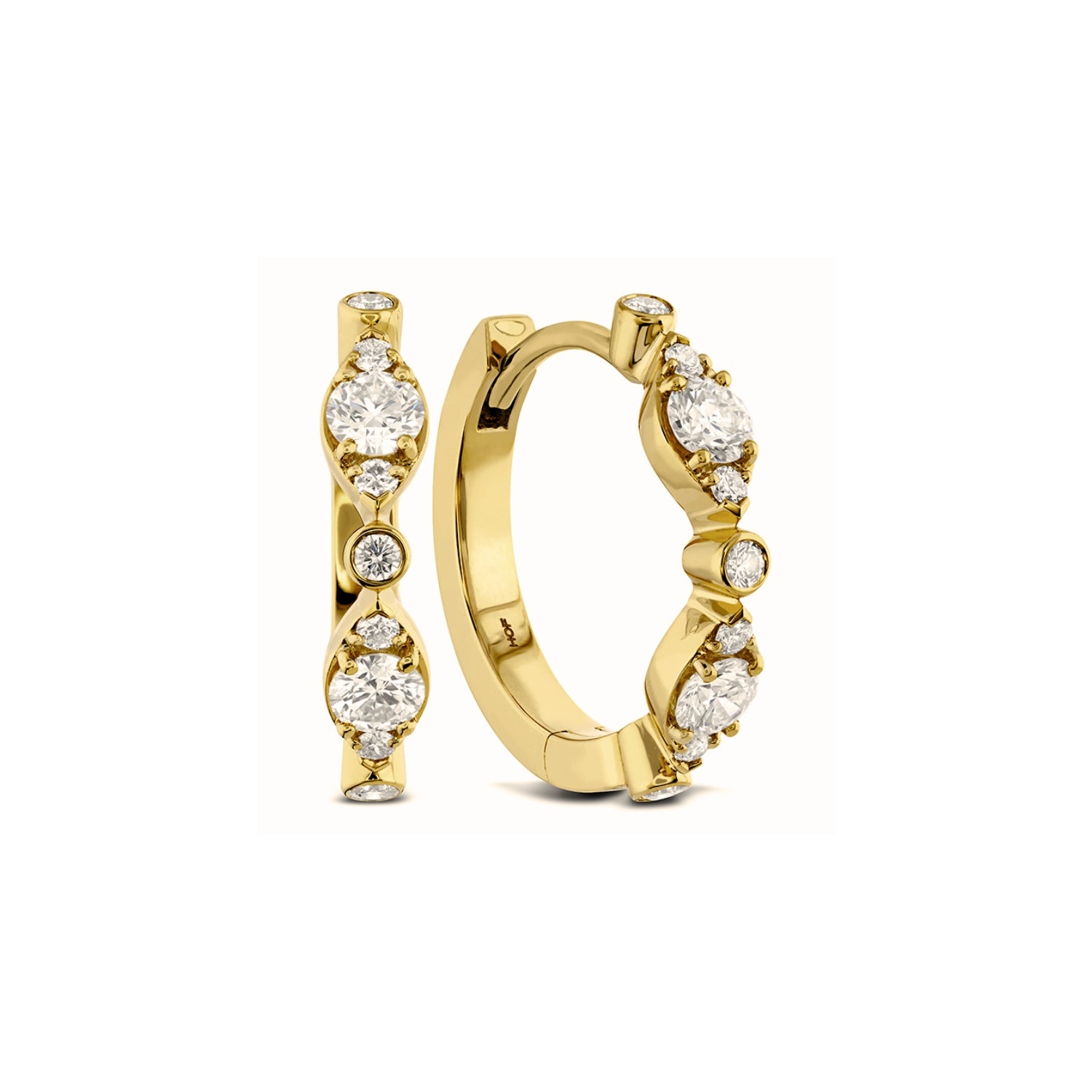 Hearts On Fire Bezel Regal Diamond Huggie Earrings