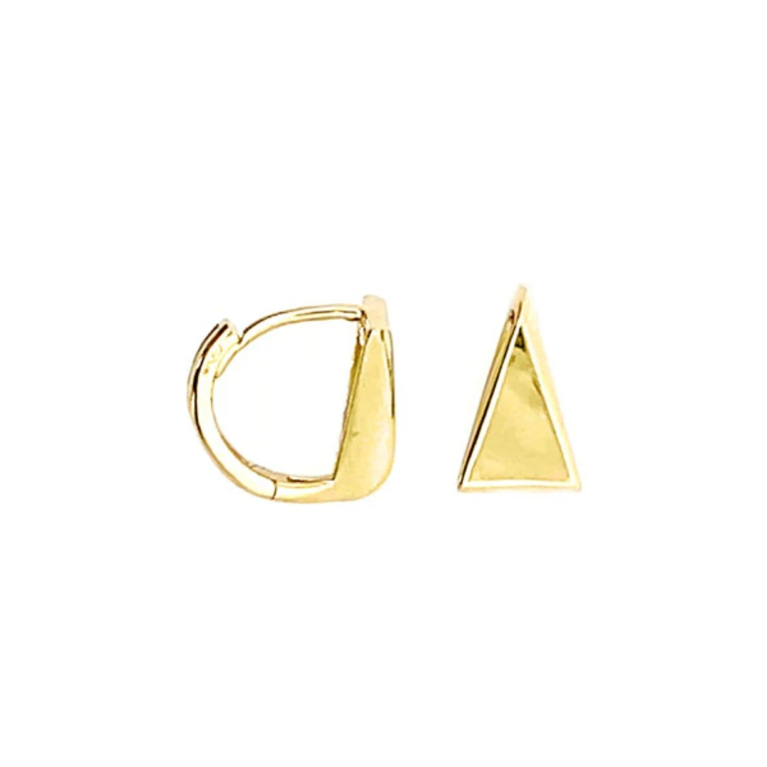 Gold Triangle Huggie Earrings