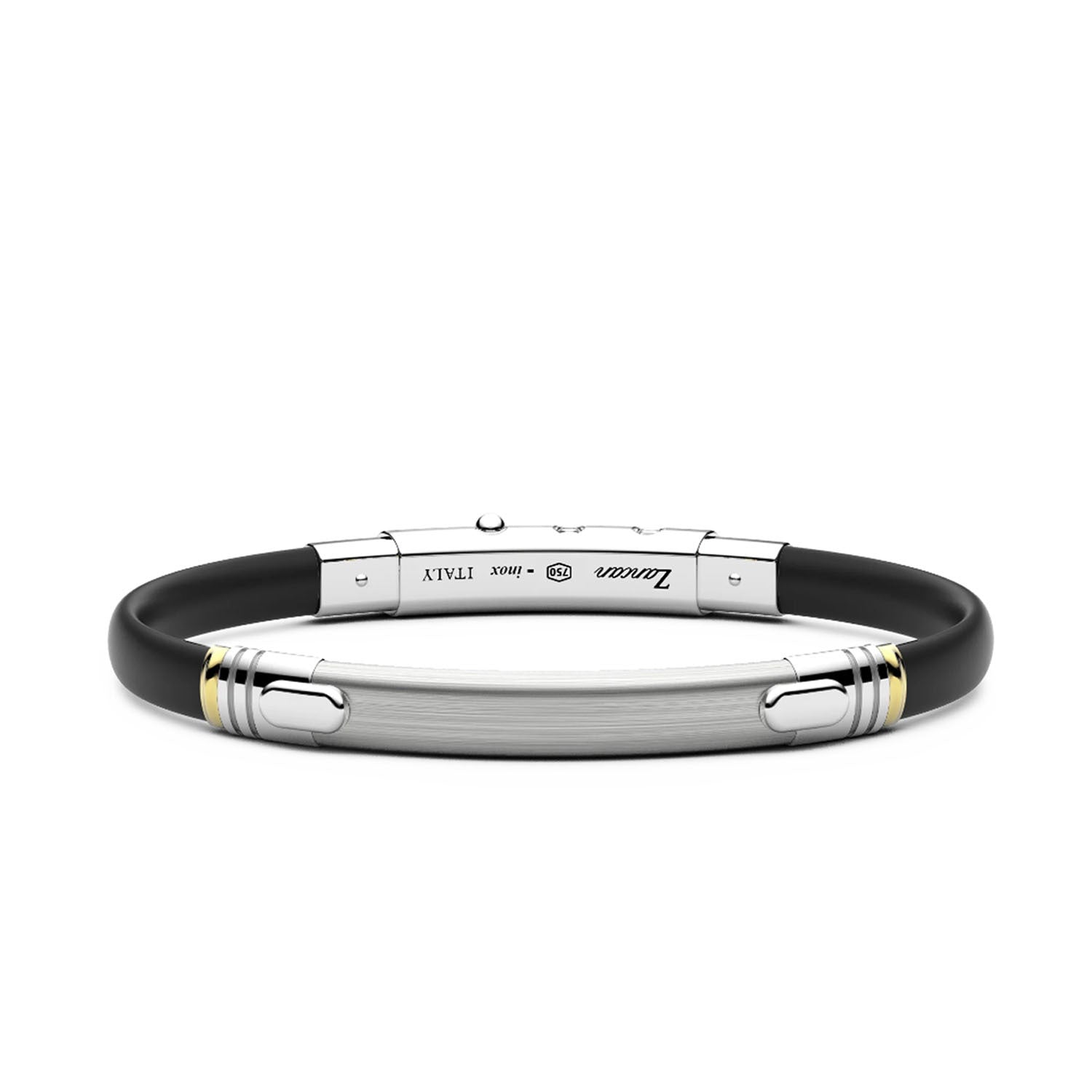 Zancan Black Silicone & Silver Bracelet with 18K Gold Inserts