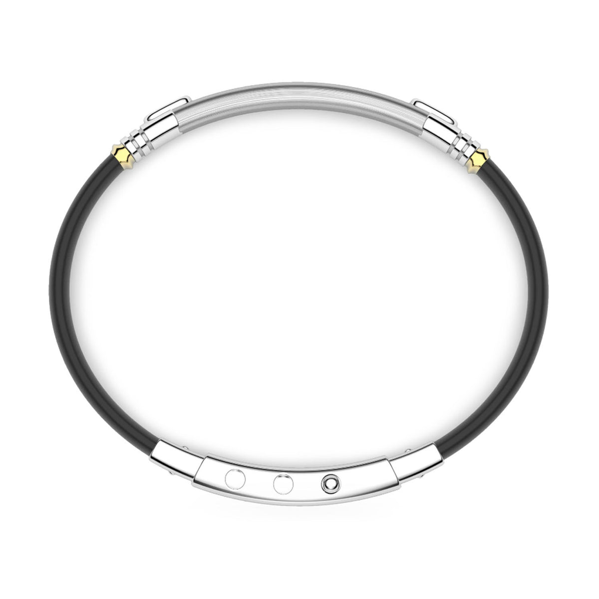 Zancan Black Silicone & Silver Bracelet with 18K Gold Inserts
