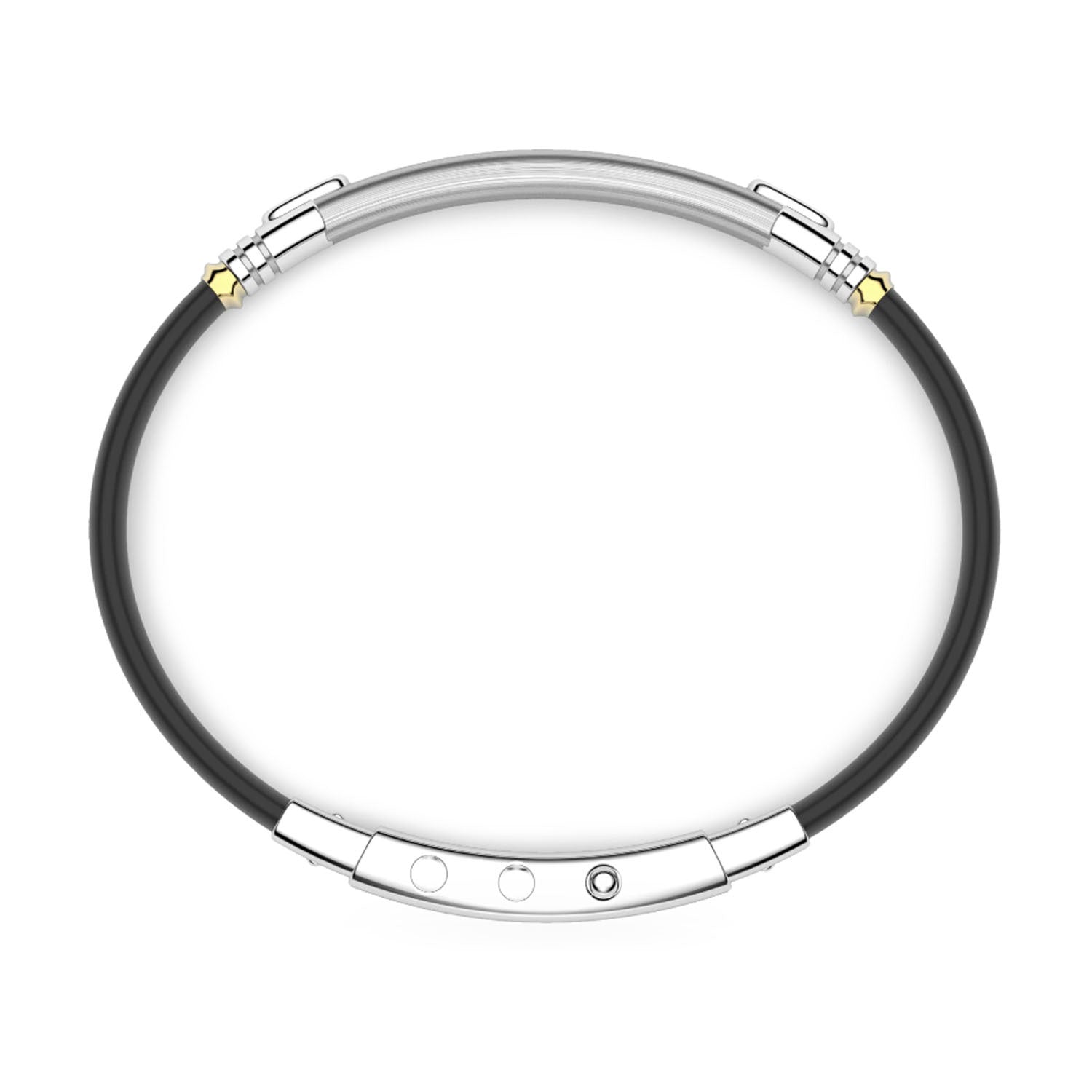 Zancan Black Silicone & Silver Bracelet with 18K Gold Inserts