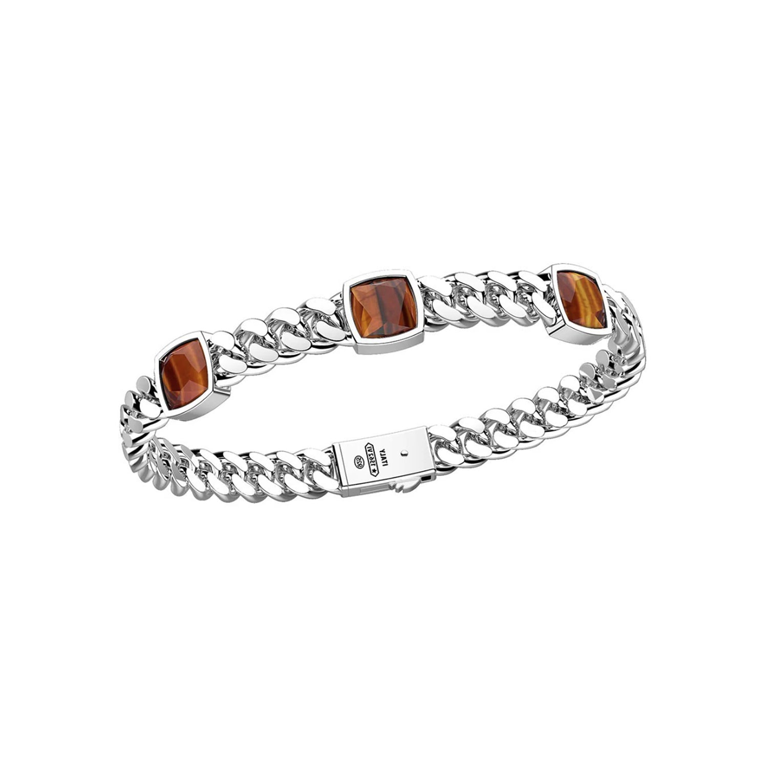 Zancan Silver 18" 3 Tigers Eye Bracelet